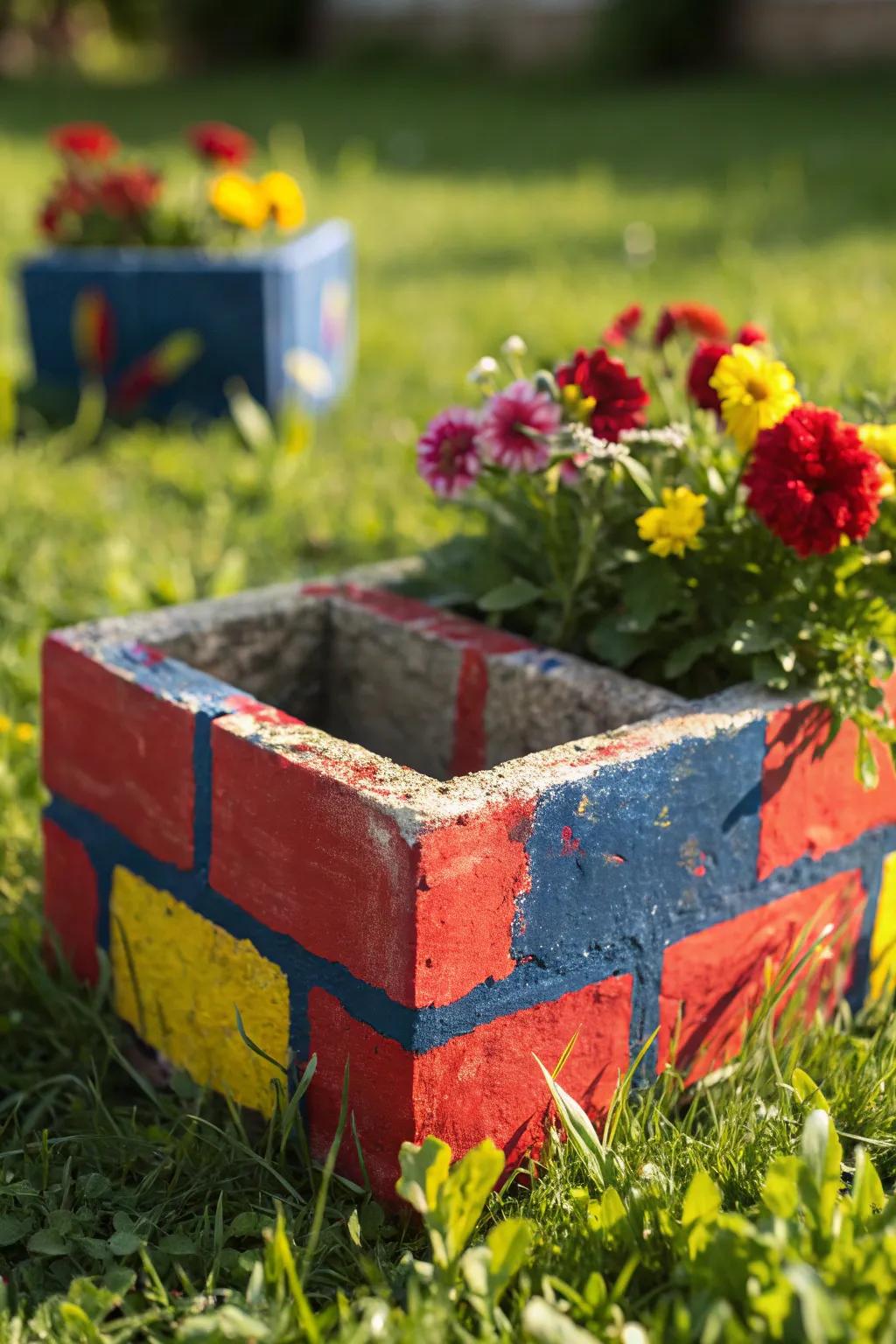 Add a splash of handcrafted color to your garden with bold cinder block planters.