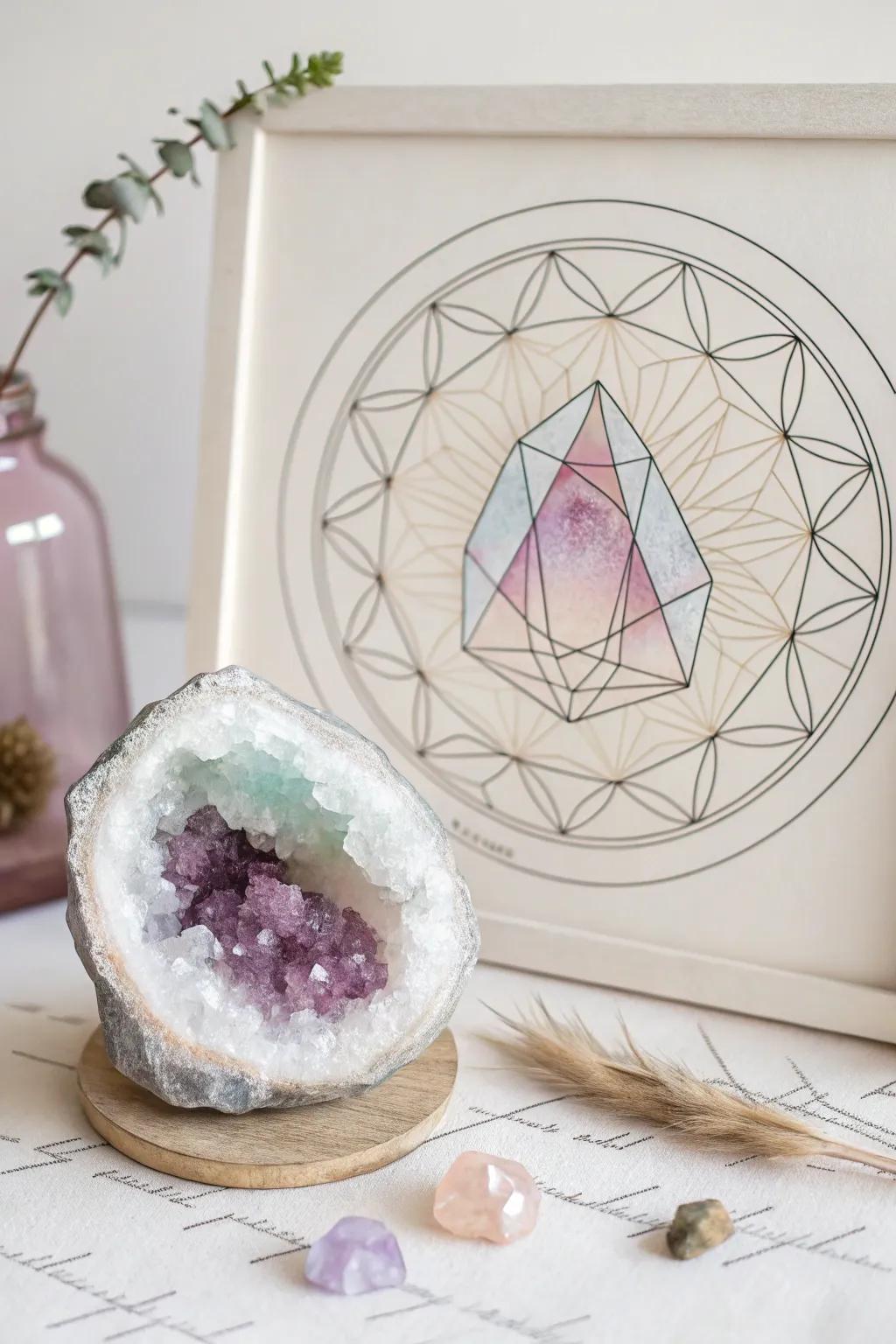 Discover the mesmerizing world of crystals through minimalist beauty.