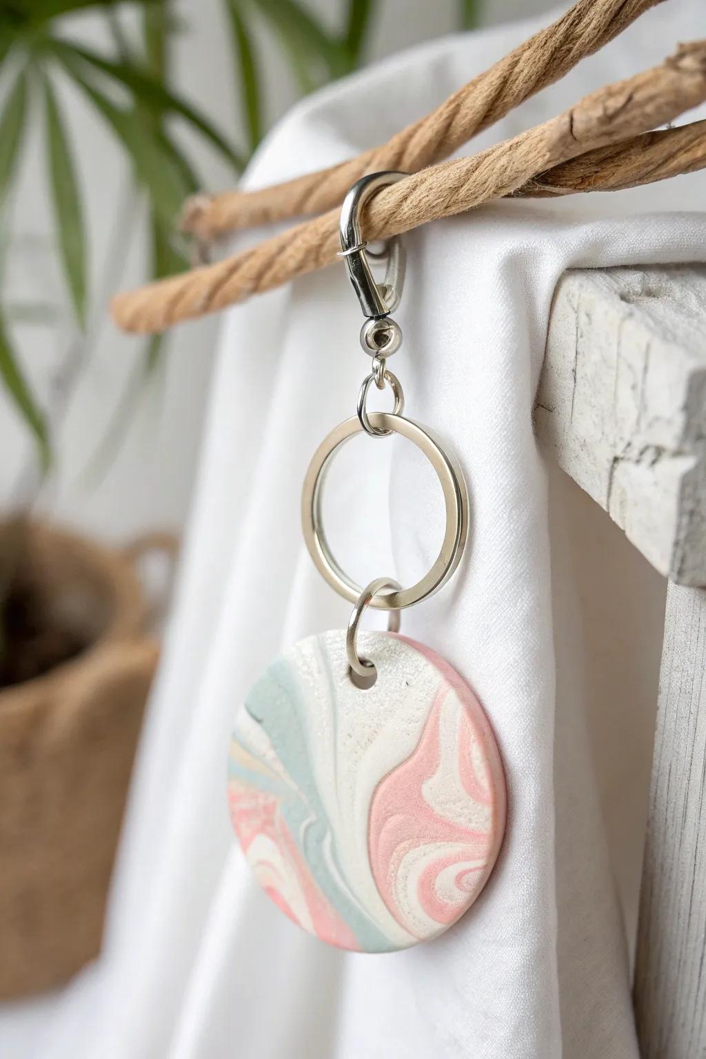 Elevate your everyday essentials with a luxurious marble-effect clay keychain. Each piece is a unique work of art.