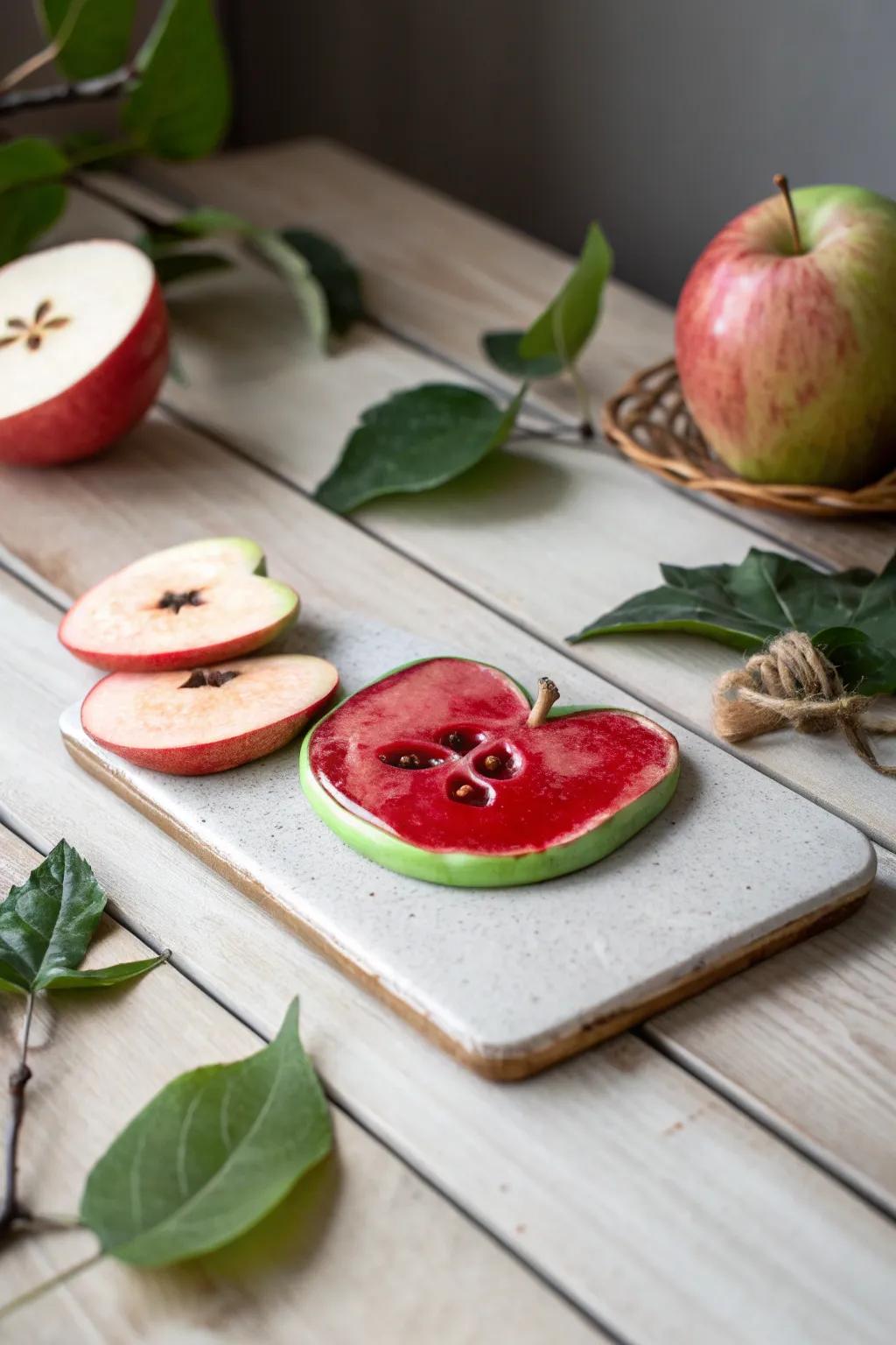 Add a touch of whimsy to your decor with these charming apple slice clay magnets!