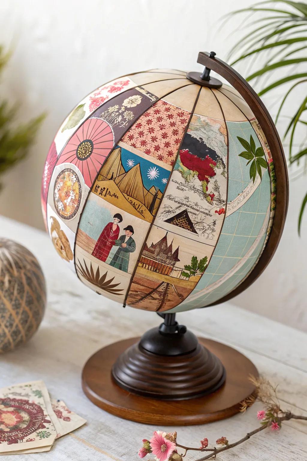 Explore the world through art: A cultural tapestry in collage form, celebrating global traditions with minimalist elegance.