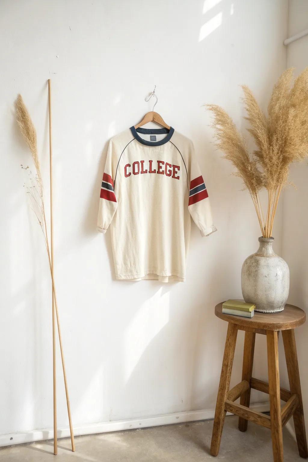 Embrace timeless style with a vintage sports-inspired college shirt, perfect for those who appreciate classic charm and effortless elegance.