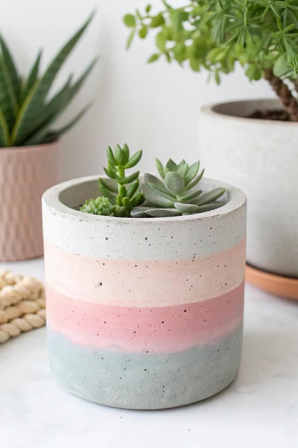 Add a touch of elegance to your space with layered color gradients on concrete. #ScandiBoho #MinimalistBeauty