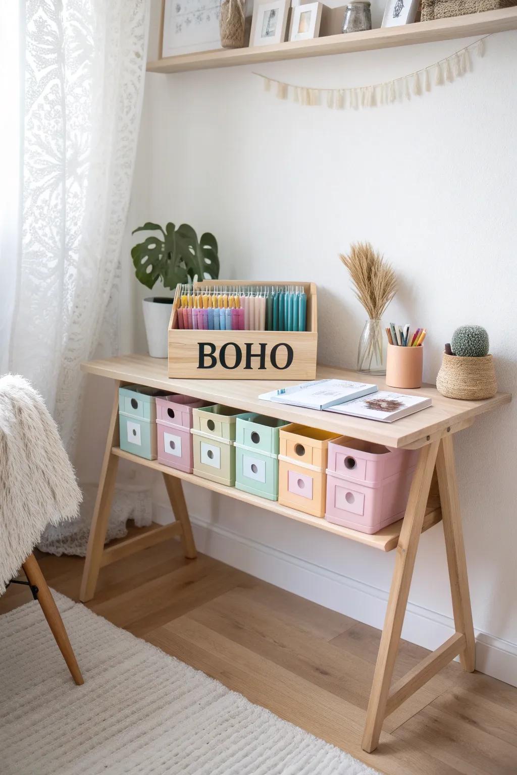 Elevate your craft space with color-coded elegance. Simplify and inspire with every pastel hue.