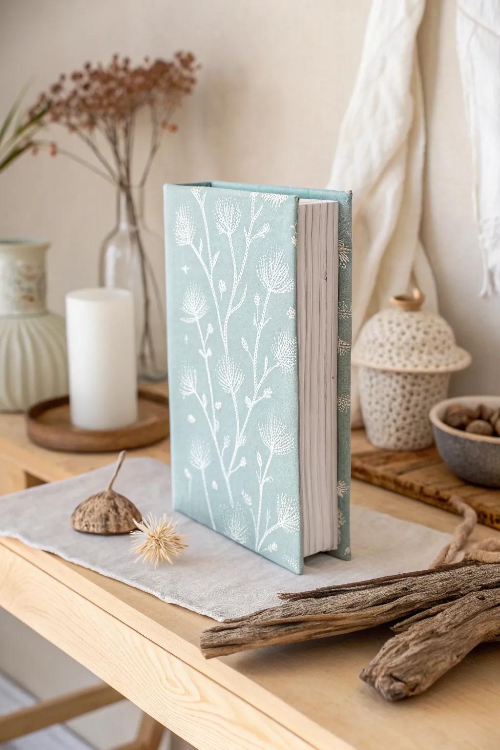 Transform your bookshelf with handmade fabric-covered books – a perfect blend of Scandinavian simplicity and boho charm.