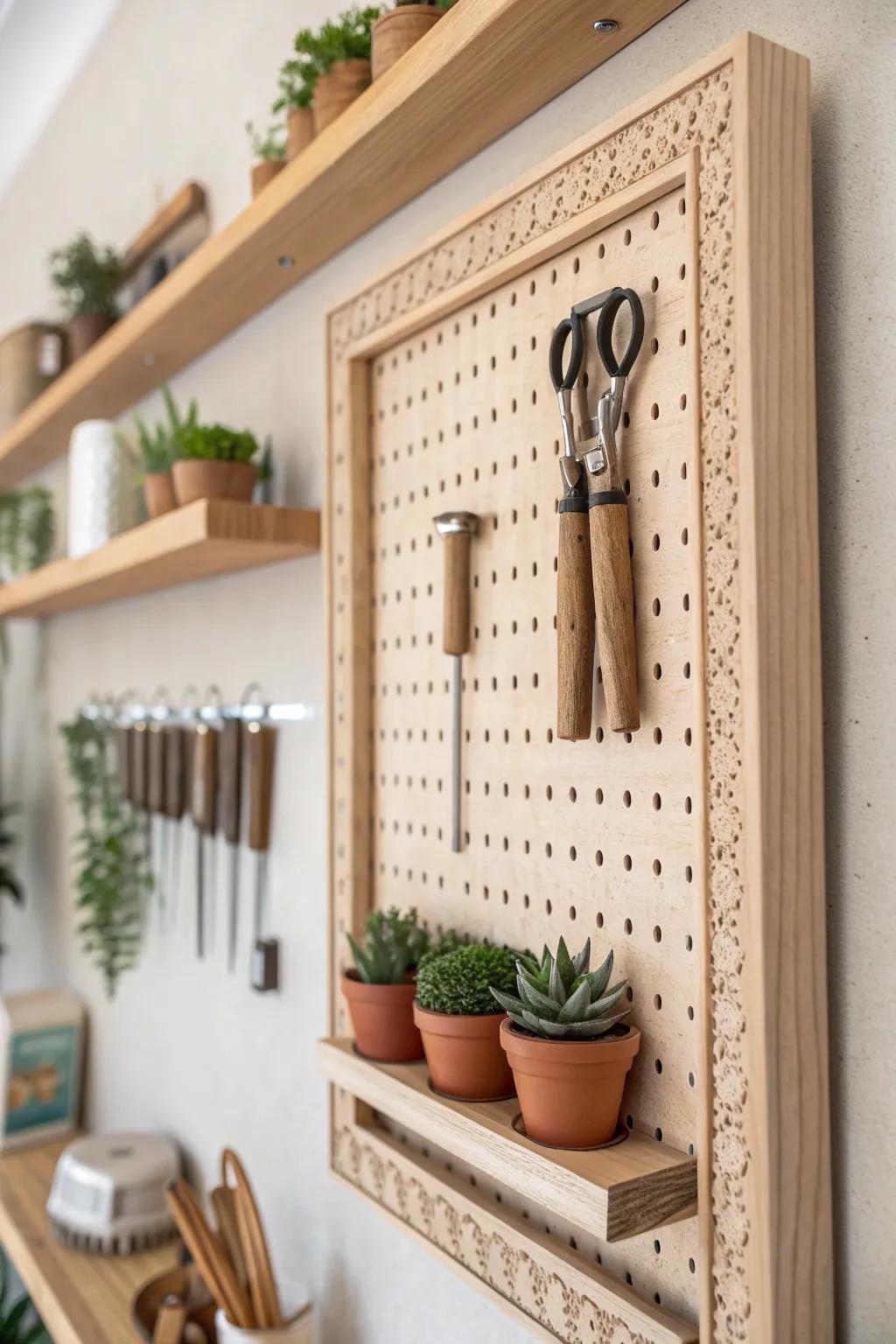 Elevate your craft room with a DIY pegboard frame—where simplicity meets style. 🌿🔨 #CraftRoomInspo #ScandiBoho