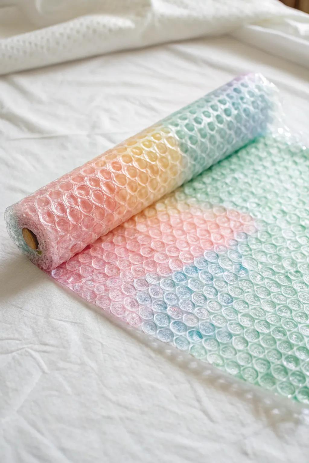 Transform bubble wrap into a masterpiece! Discover the beauty in simplicity with this fun and creative activity for little artists.