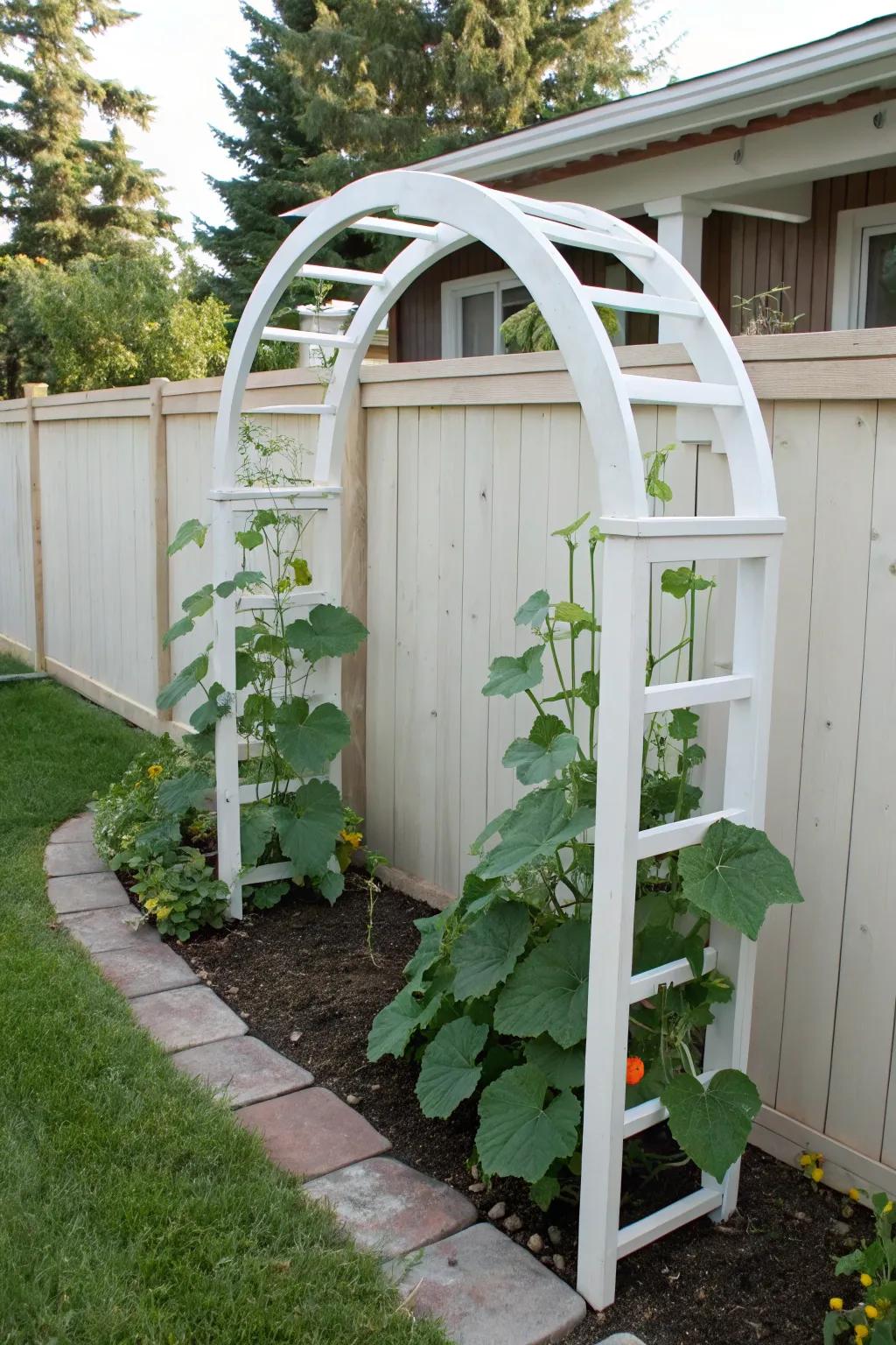 Embrace effortless elegance with a minimalist PVC arch trellis for your garden!