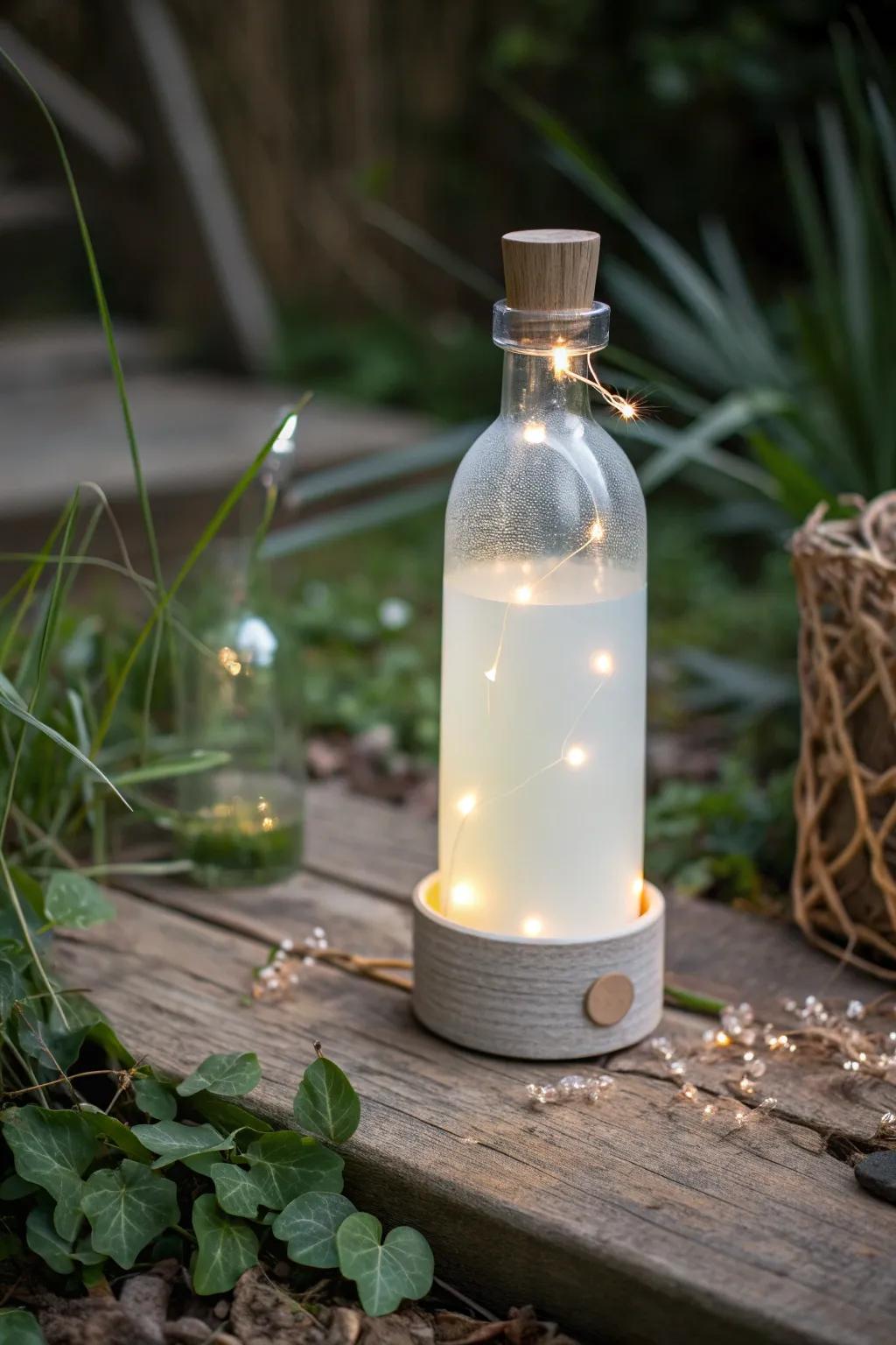 Illuminate your path with enchanting glowing bottle lights.