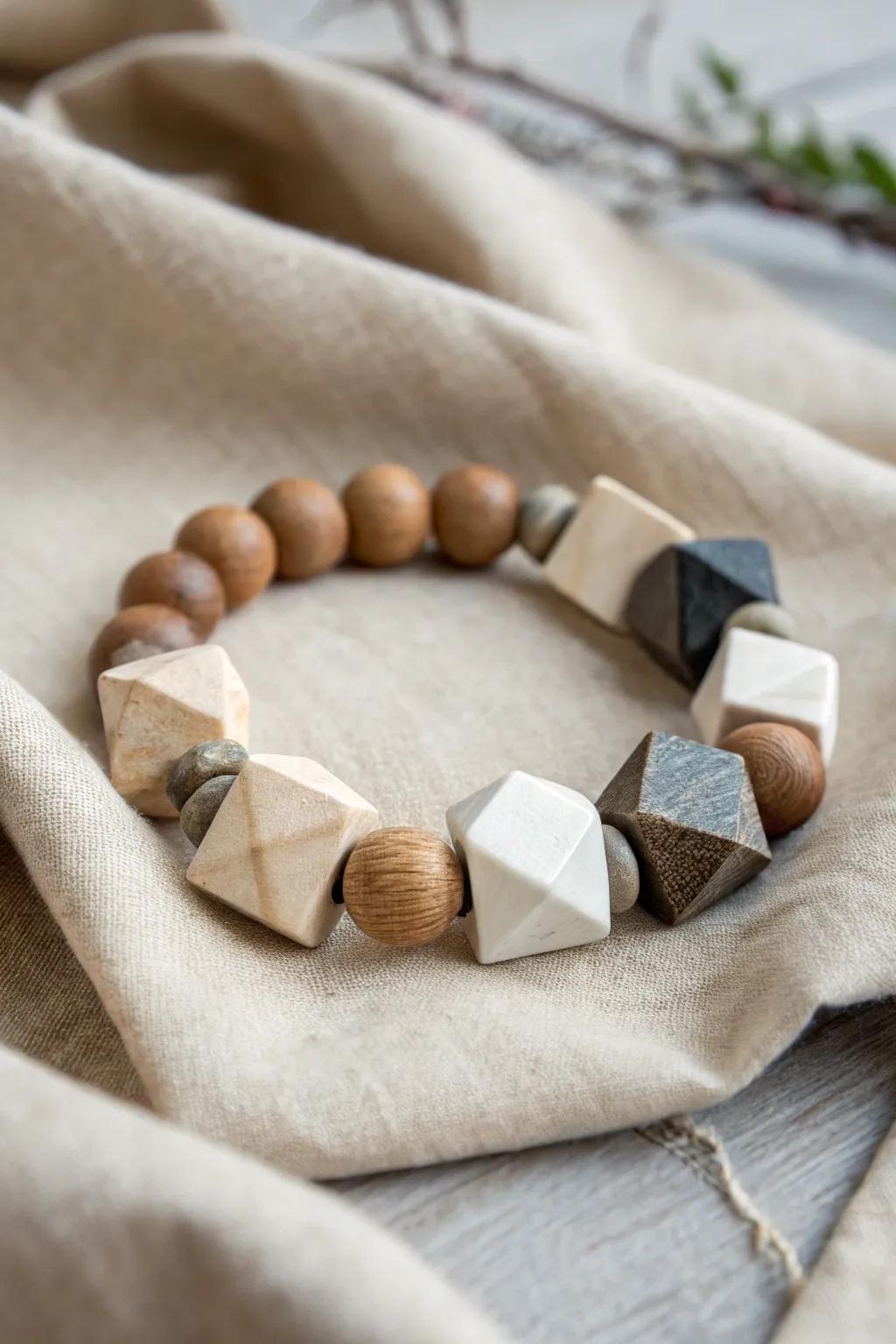 Embrace modern elegance with geometric bead bracelets, where simplicity meets craftsmanship.