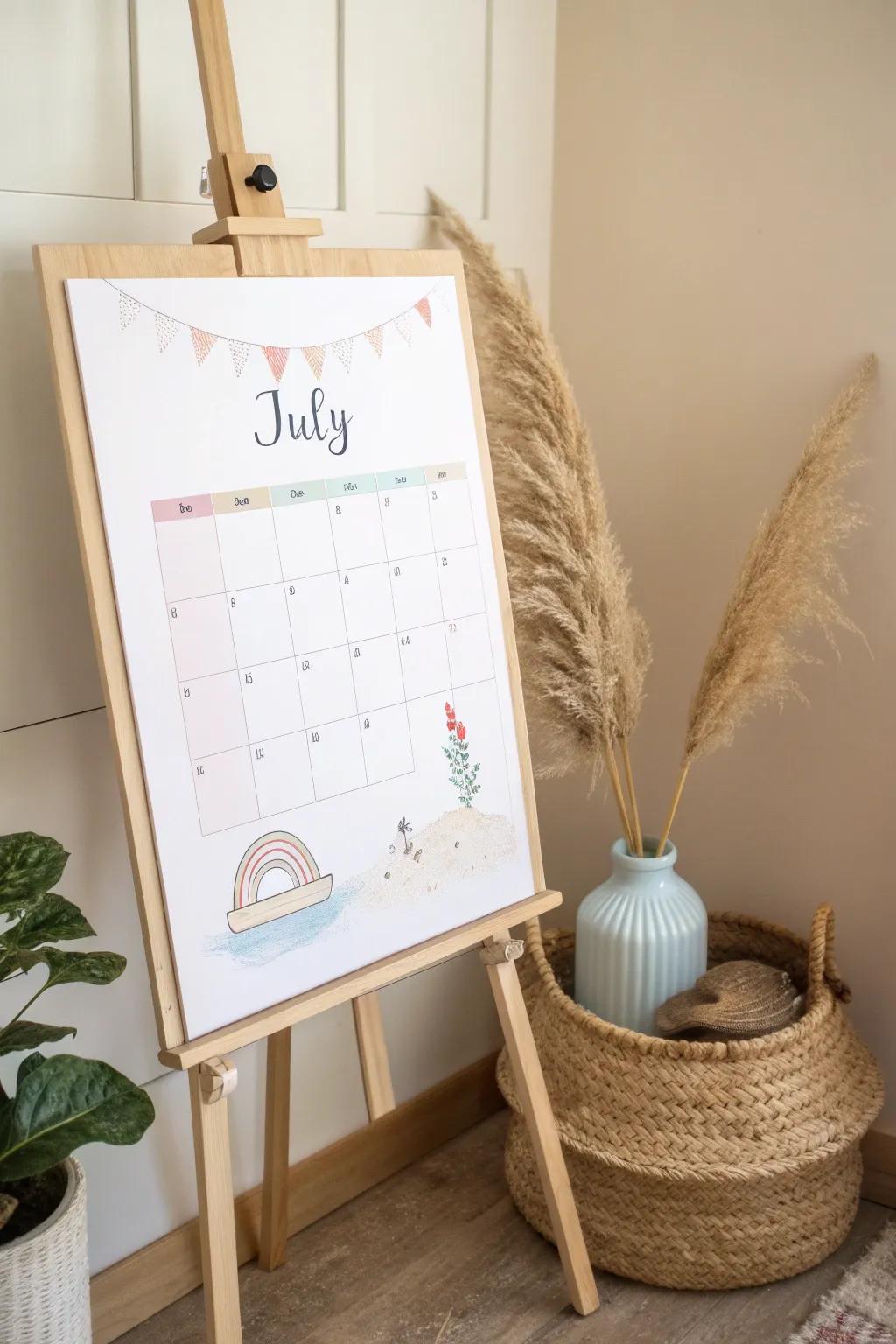 Embrace the seasons with charming monthly themes on your minimalist whiteboard calendar!
