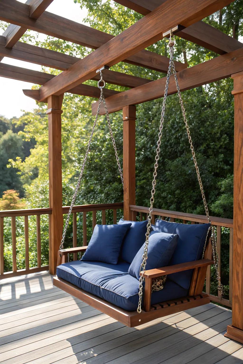 Transform your deck with a bold swing chair—where craftsmanship meets comfort.