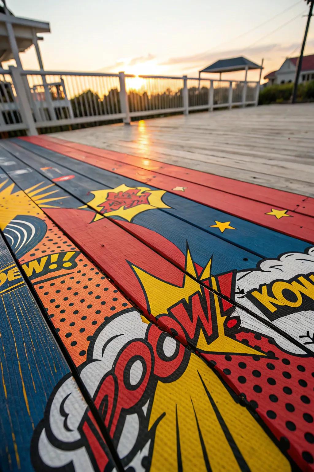 Transform your deck into a pop art masterpiece and let your space speak volumes with vibrant creativity.