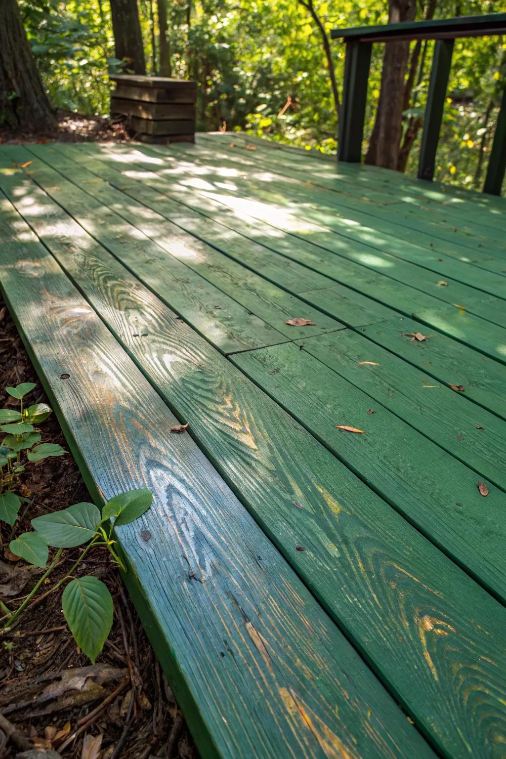 Transform your deck into a natural oasis with deep, woodland green stains.