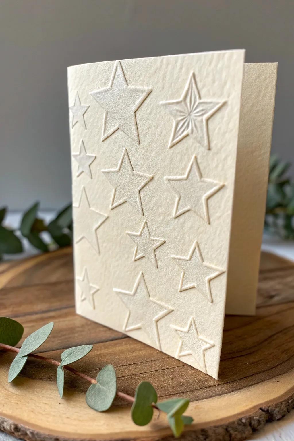 Crafted with love: Embossed stars bring a touch of elegance to your DIY birthday card.