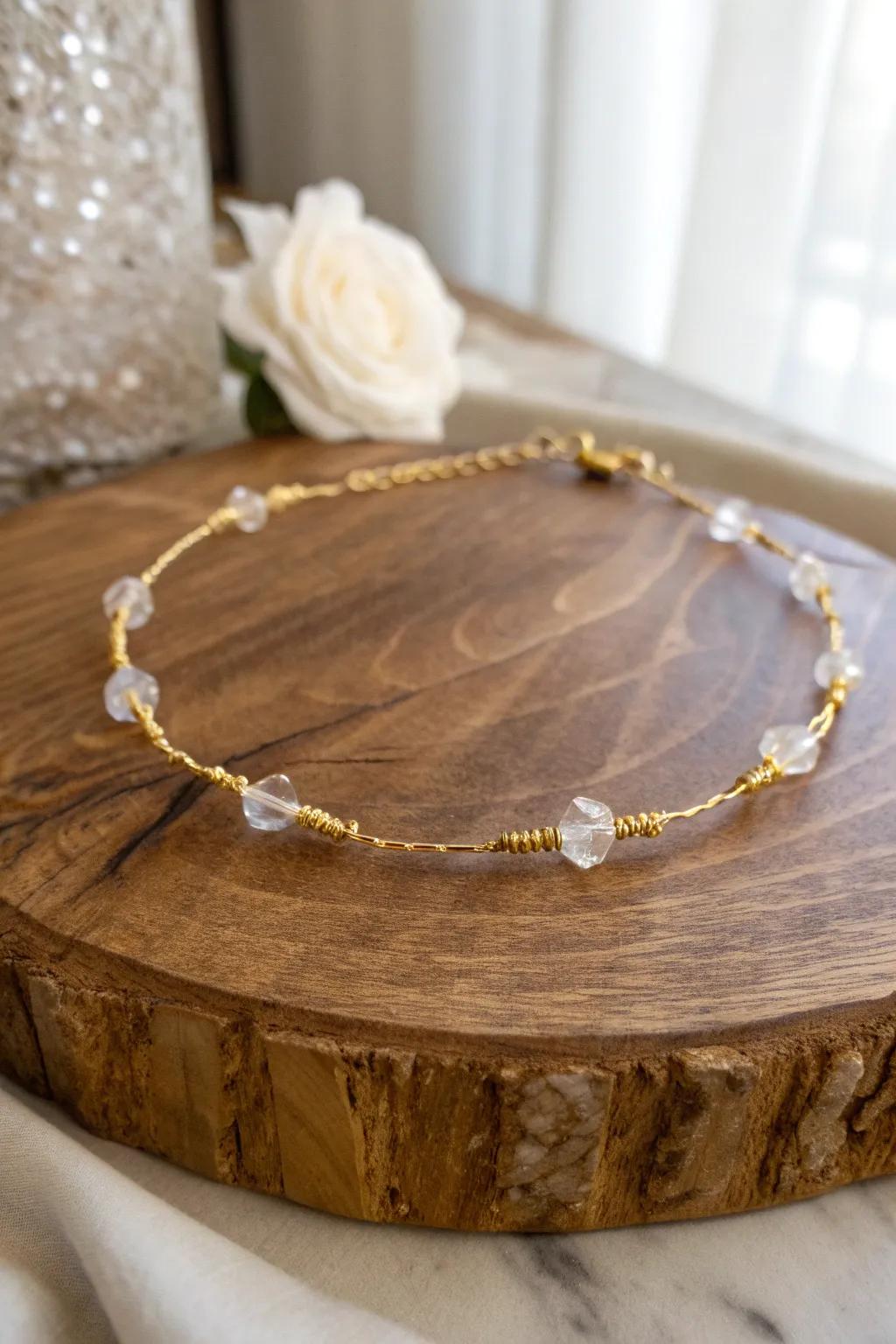 Embrace the magic of simplicity with this crystal-clear choker, a perfect blend of elegance and mystique.