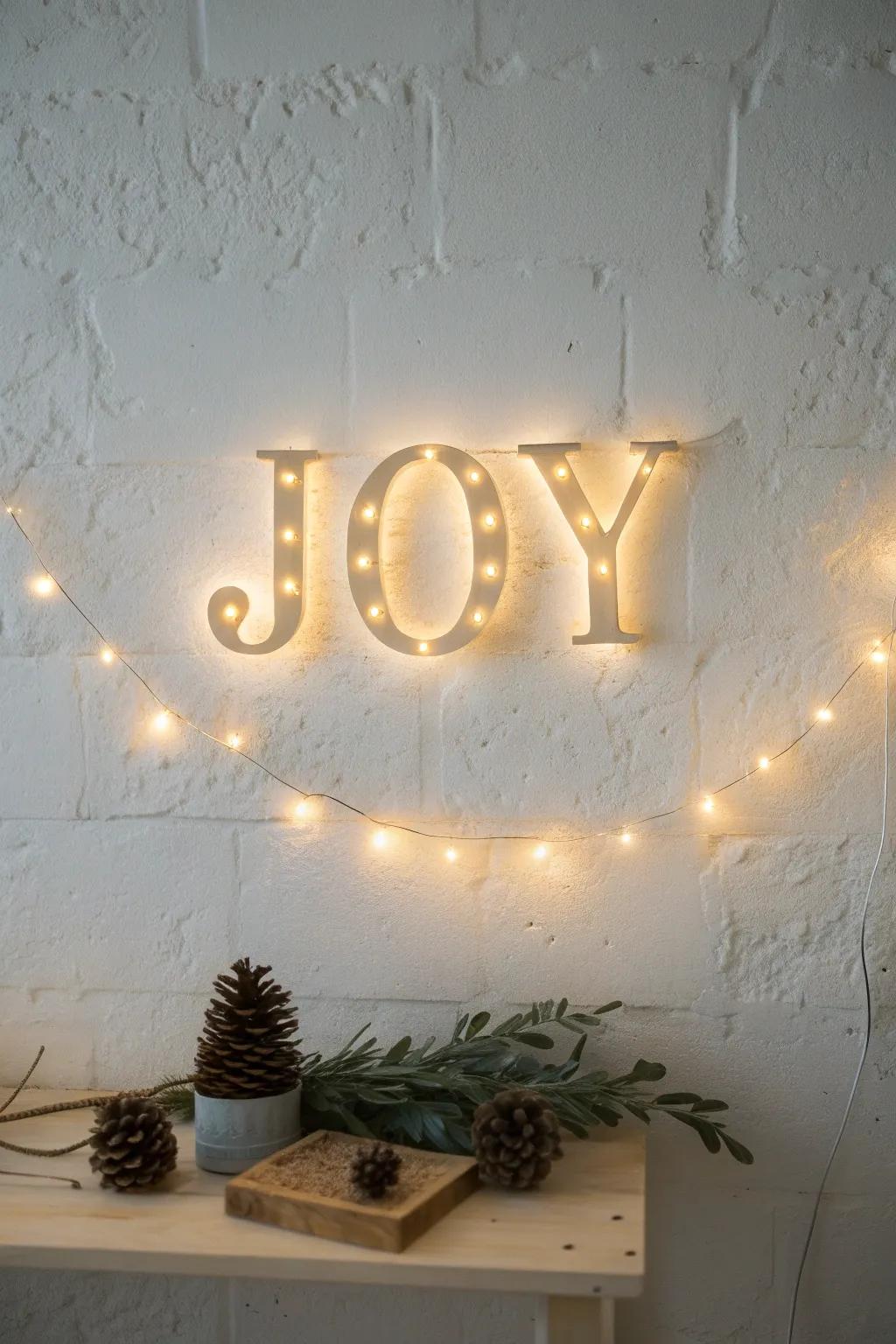 Illuminate your space with the cozy charm of light-up holiday words.