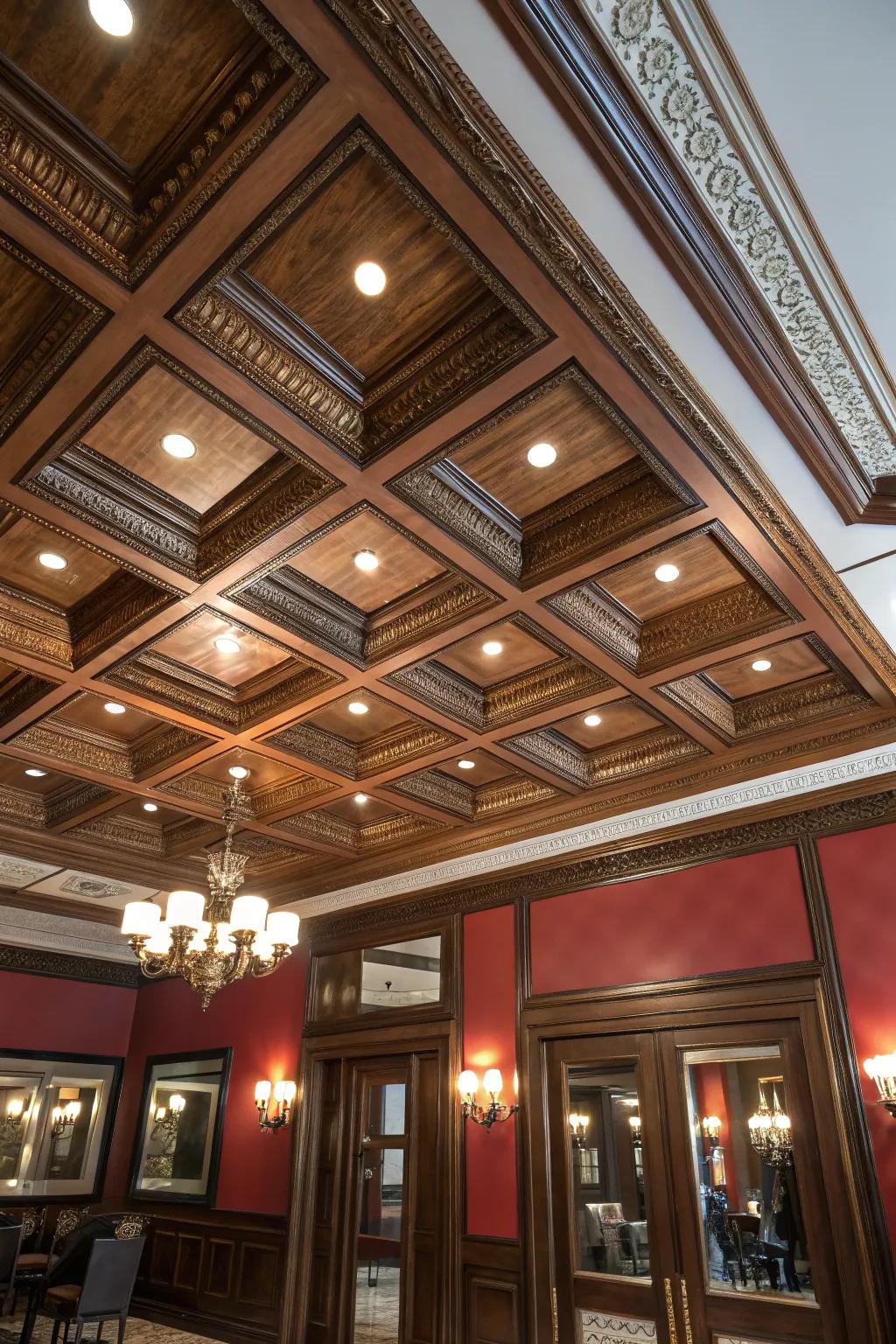 Transform your space with stunning mirrored coffered ceilings that elevate style and sophistication.