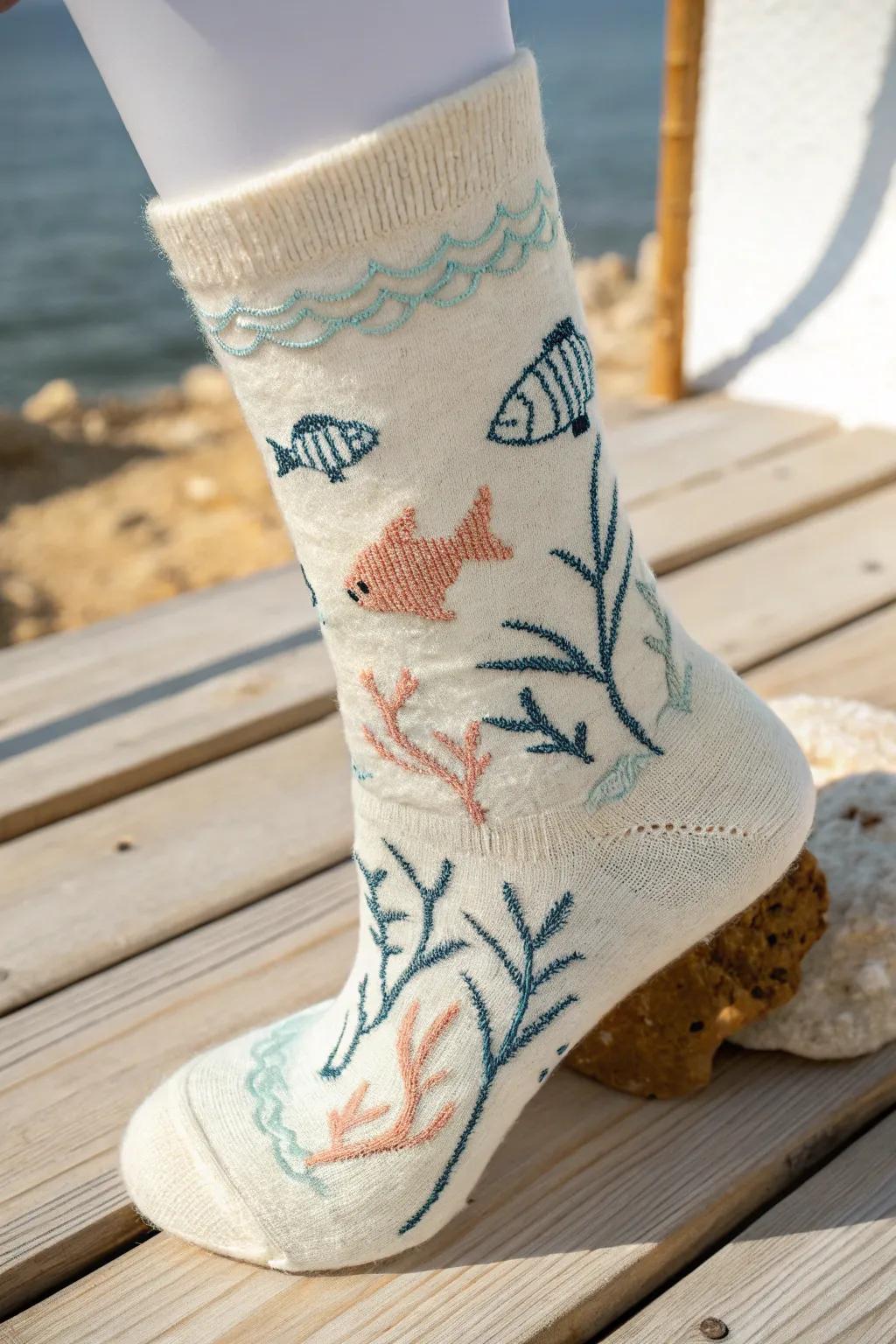 Dive into creativity with ocean-themed socks that bring a splash of sea-inspired charm to your summer style!