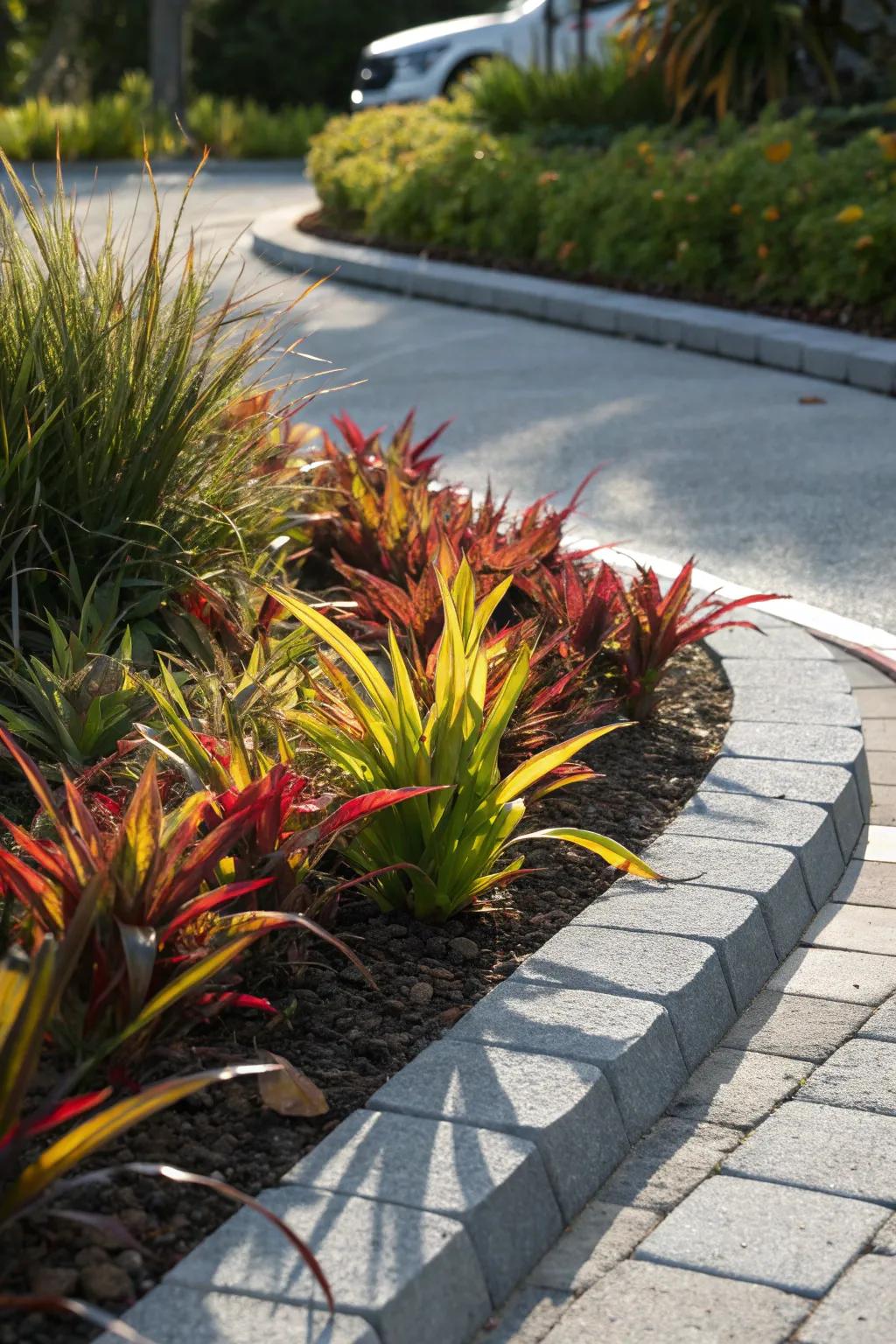 Transform your driveway with a burst of color and craftsmanship. Discover the beauty of a plant-lined edge.