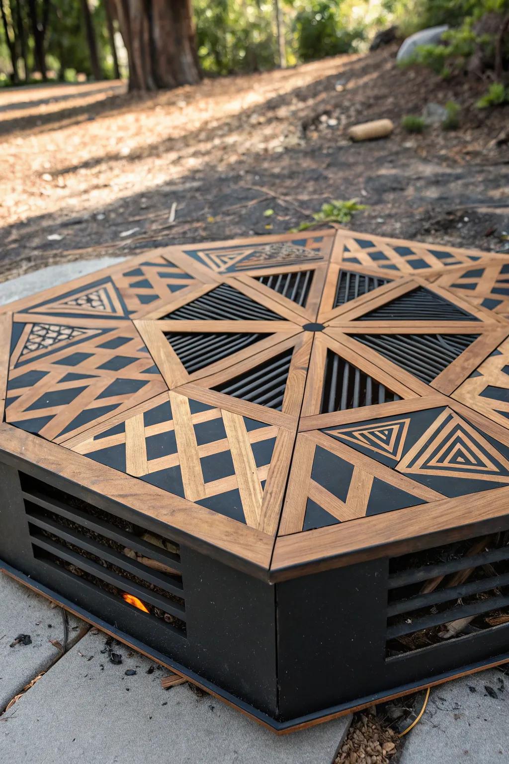 Elevate your outdoor space with a handcrafted geometric firepit cover that blends modern design with timeless craftsmanship.