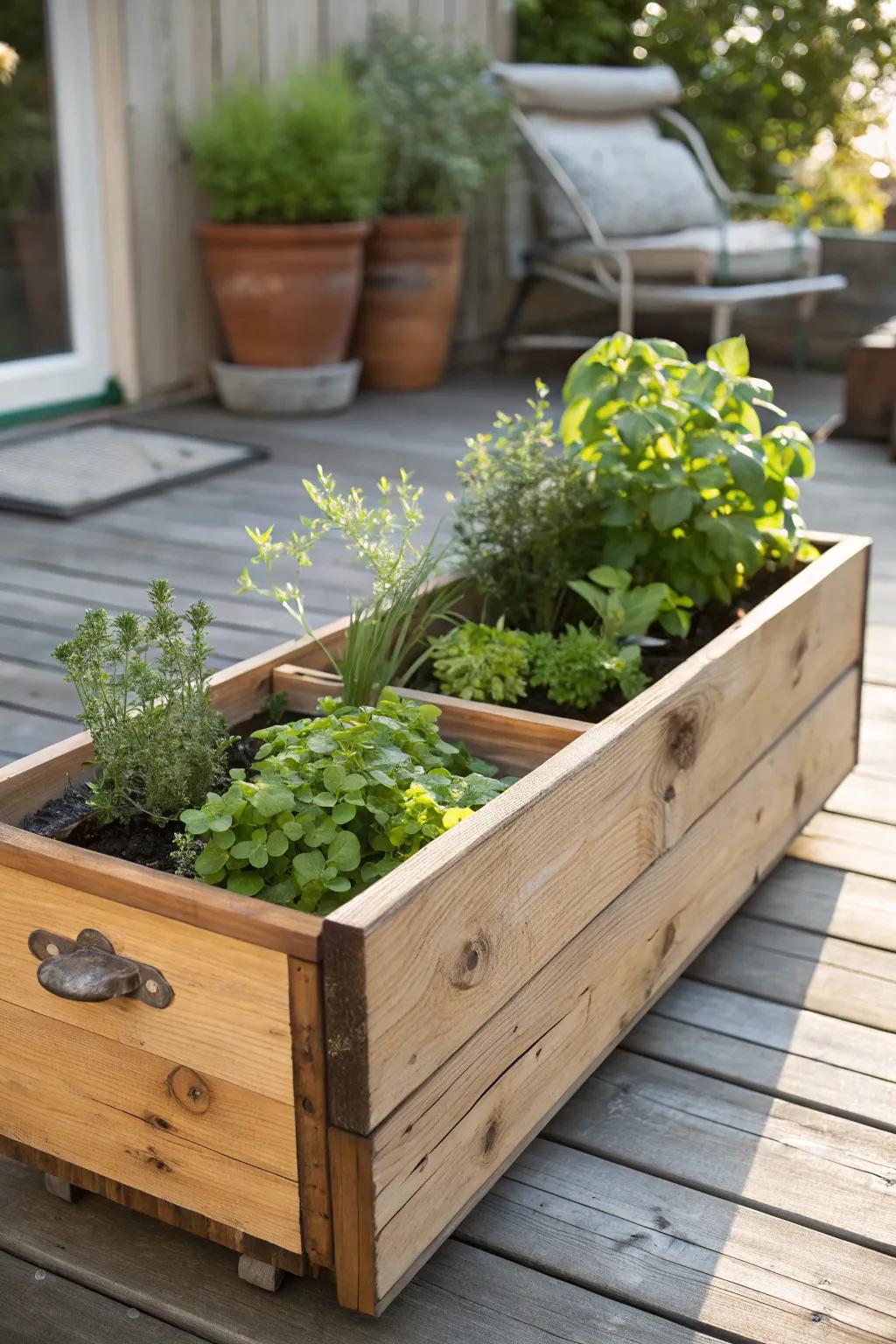 Turn an old drawer into a chic herb garden and bring a touch of nature to your kitchen window!