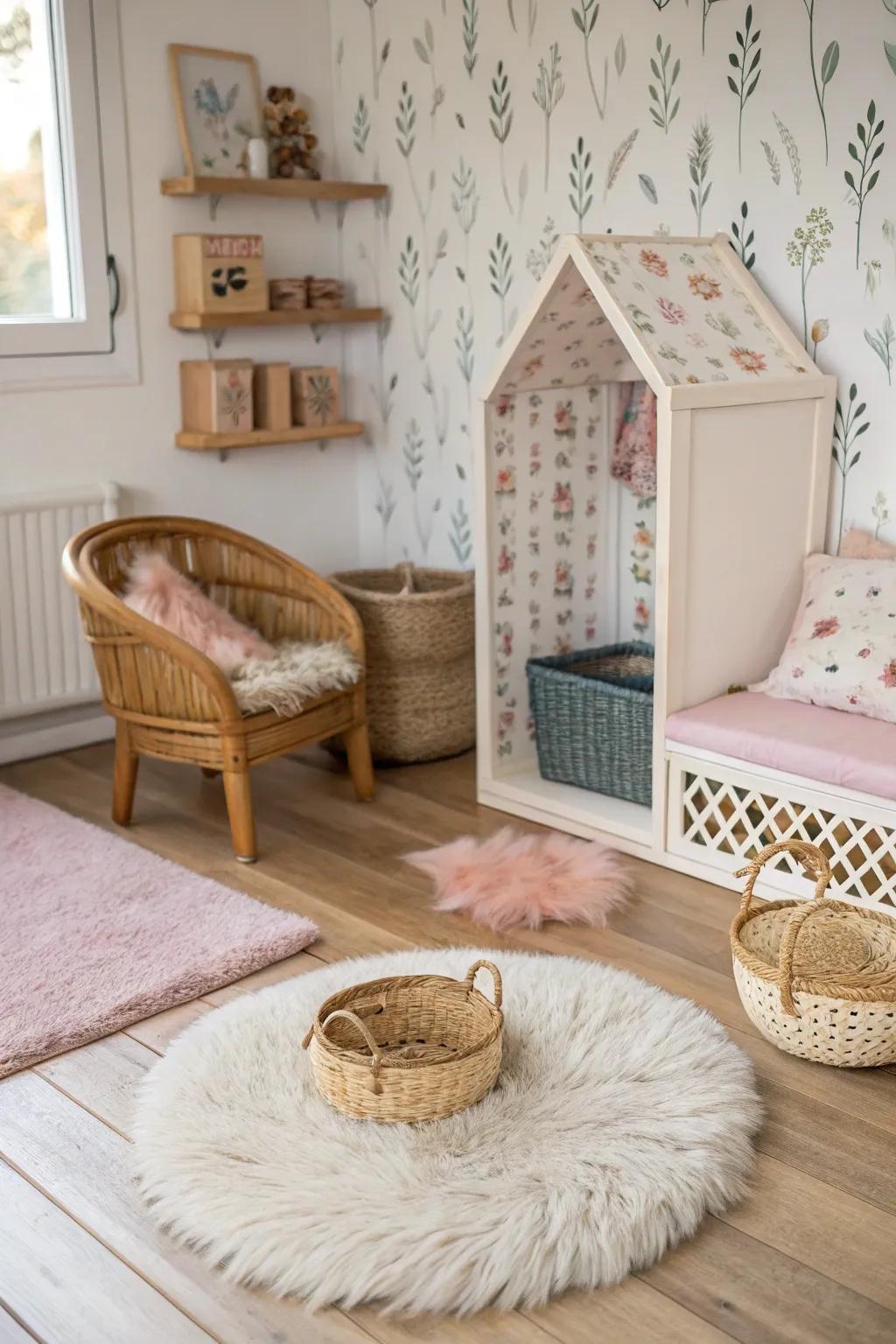 Transform your dollhouse with a touch of Scandinavian minimalism and Boho charm. #DollhouseDreams #PatternPlay