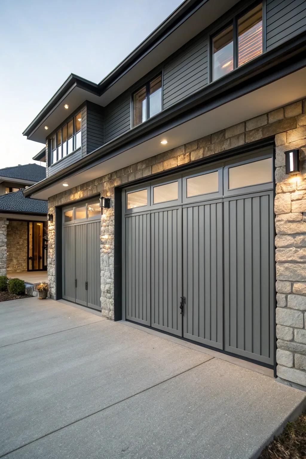 Vertical panels create a taller-looking facade.