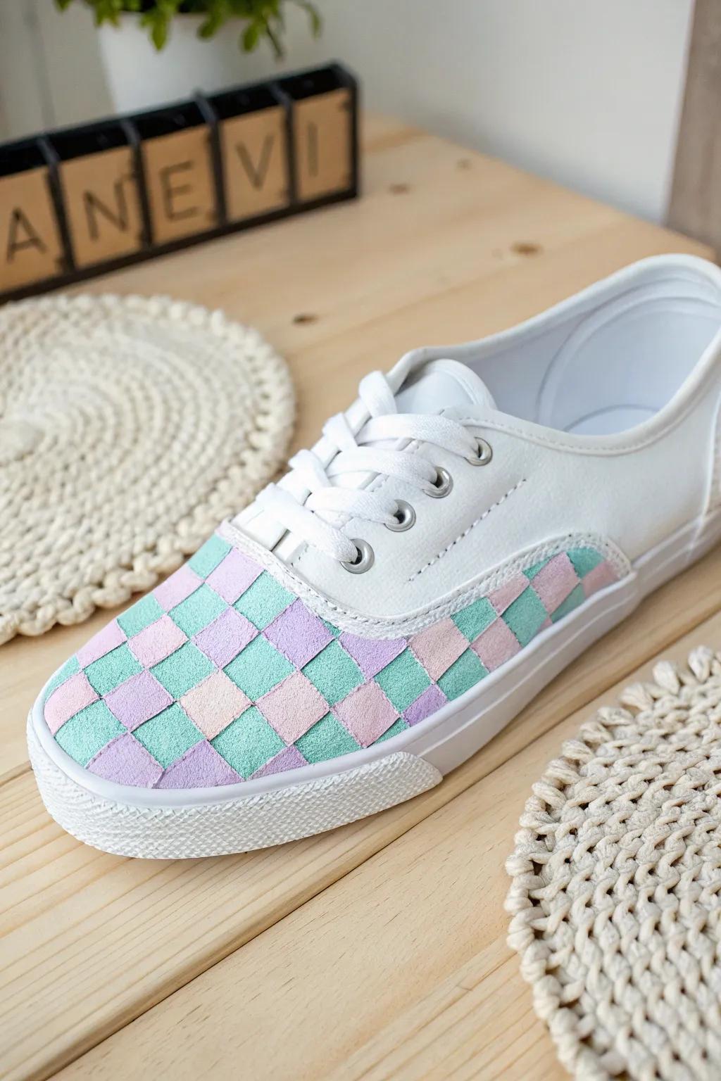 Step into a colorful twist on classic style with these vibrant checkerboard kicks!