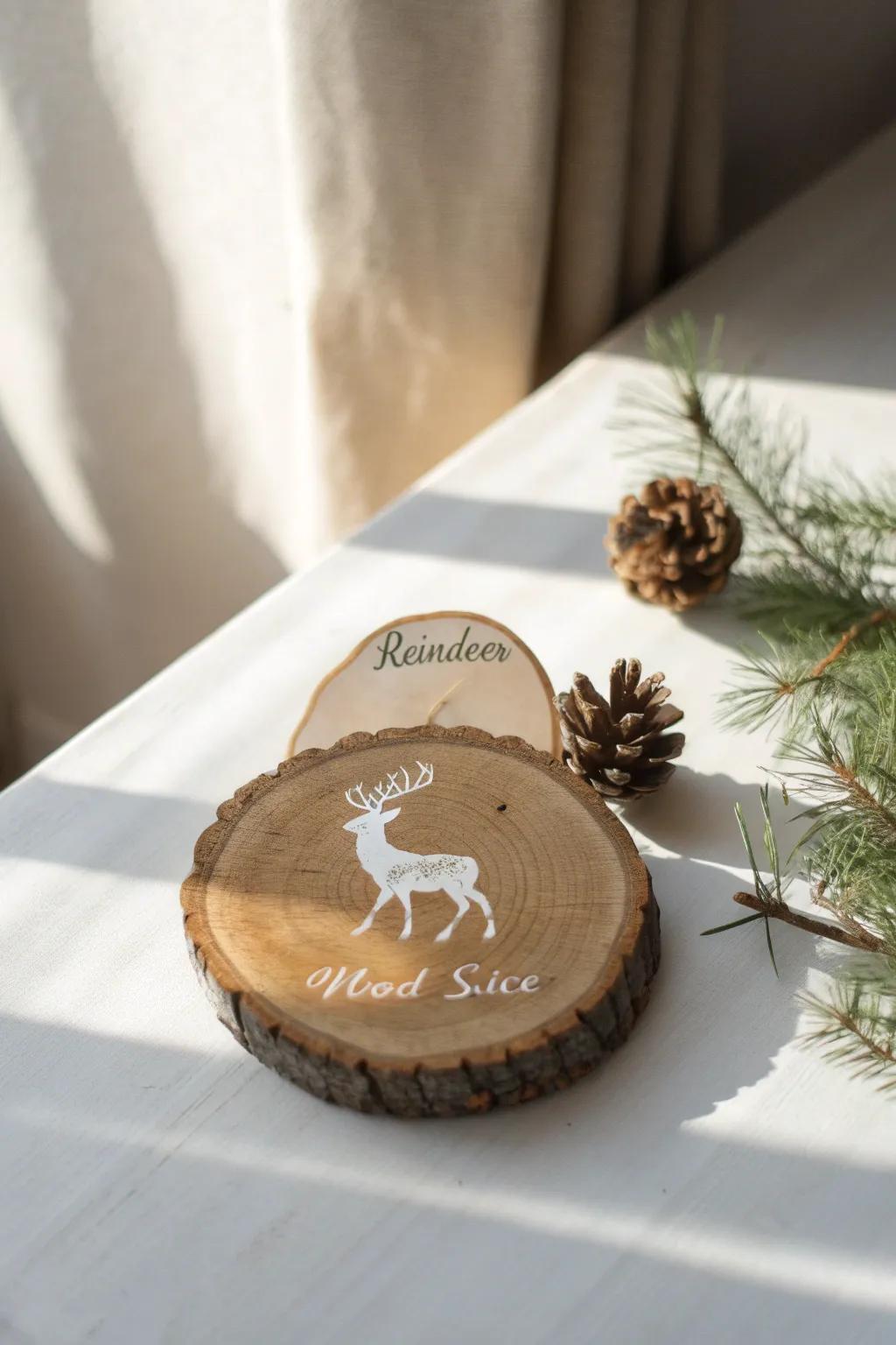 Embrace the rustic charm of the holidays with minimalist wood slice art. 🎨✨ #ScandinavianStyle #BohoChristmas