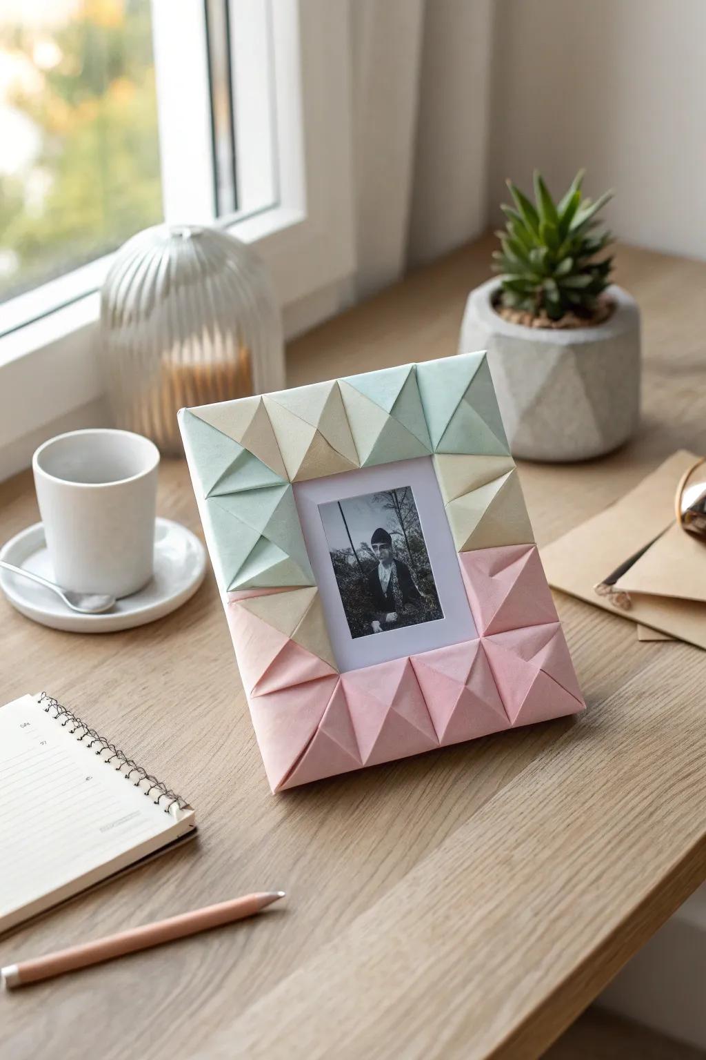 Elevate your workspace with the delicate art of origami frames. Simple elegance meets personal charm.