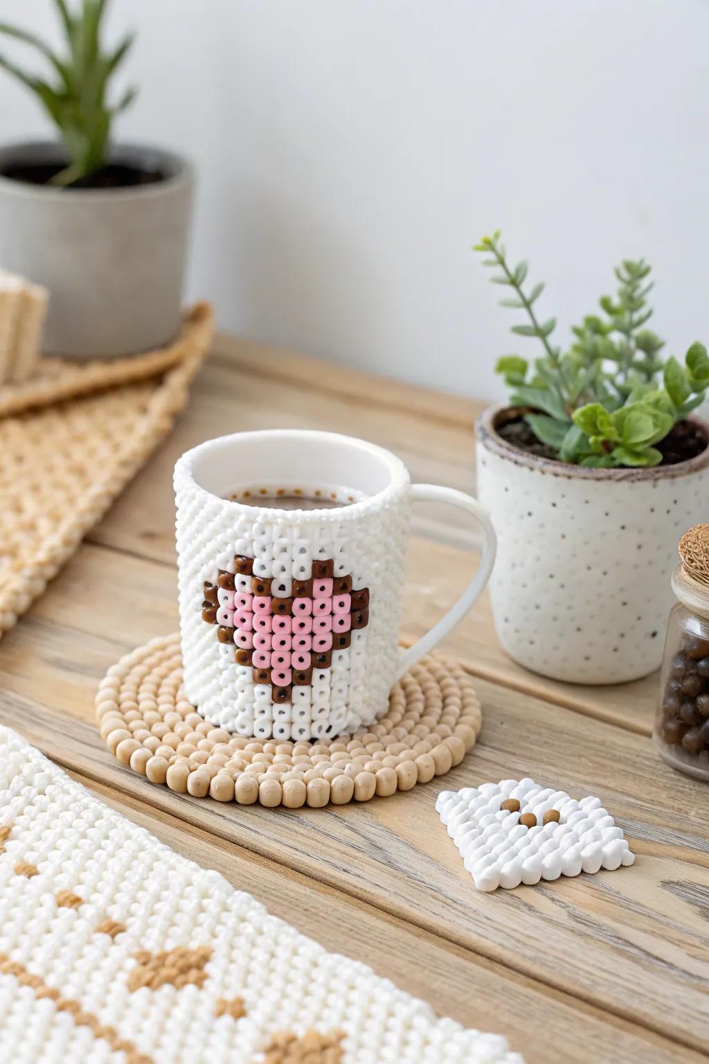 Embrace cozy mornings with this charming mini perler bead coffee cup pattern. Perfect for adding a playful touch to your coffee time decor!