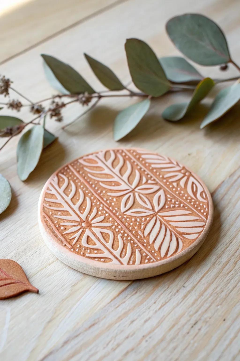 Elevate your space with the rustic charm of handmade clay coasters.
