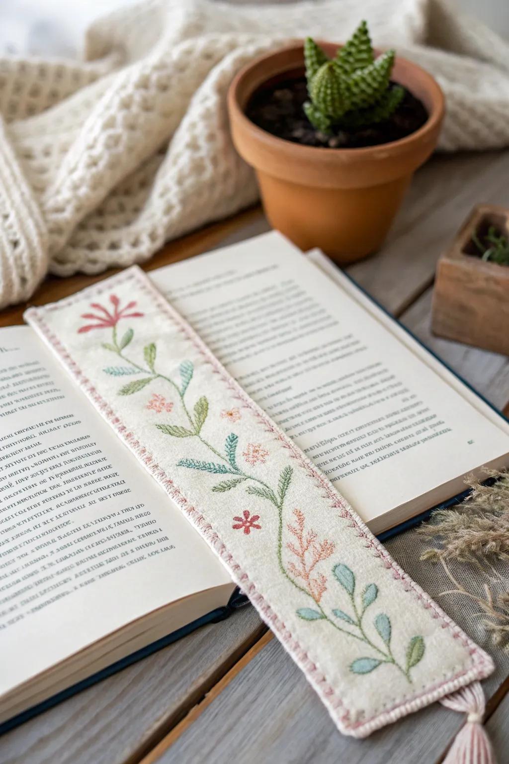 Add a touch of handmade charm to your reading with this simple yet beautiful fabric bookmark.