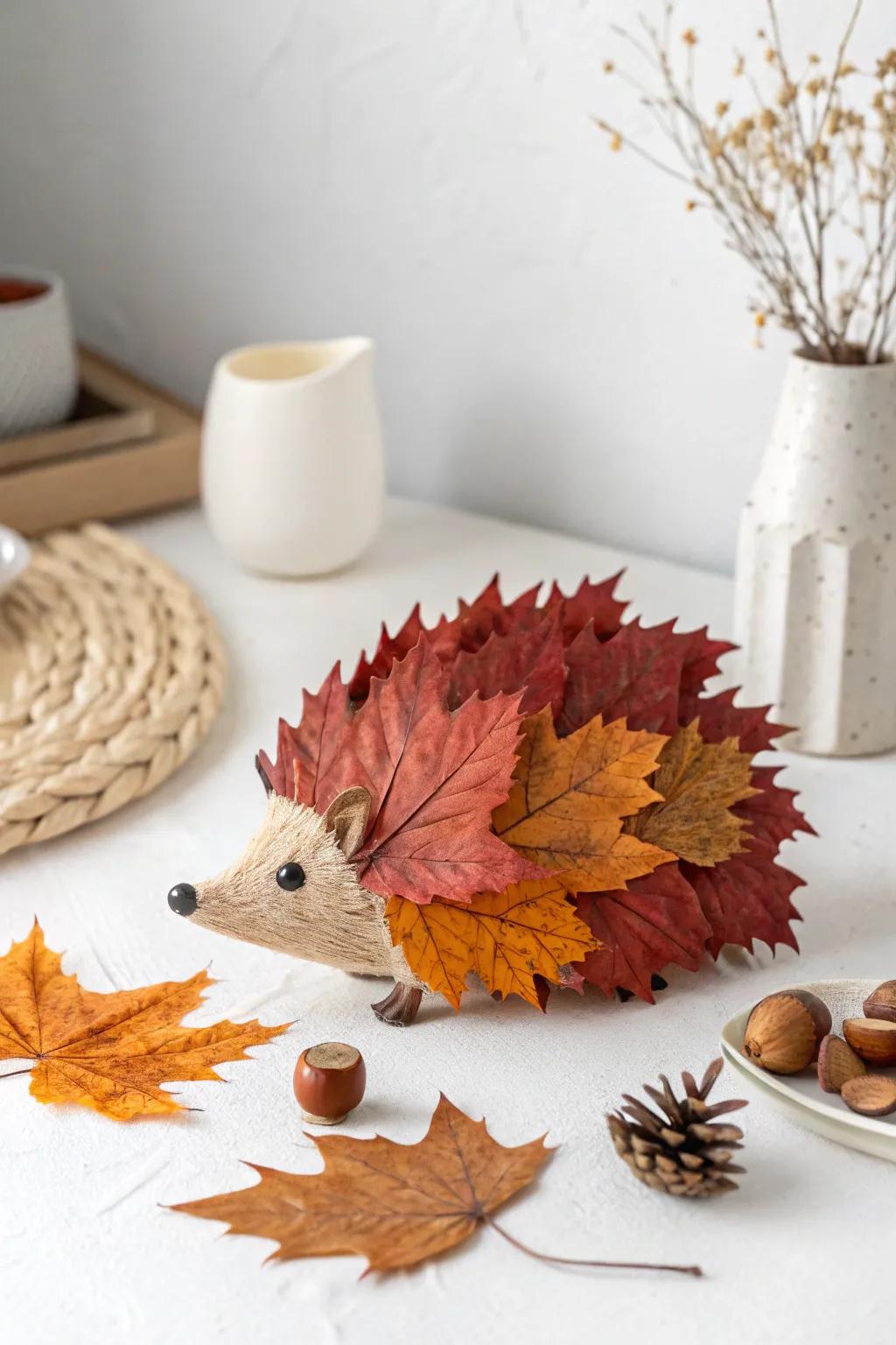 Embrace autumn's charm with this delightful leaf hedgehog craft, perfect for bringing nature's beauty indoors!