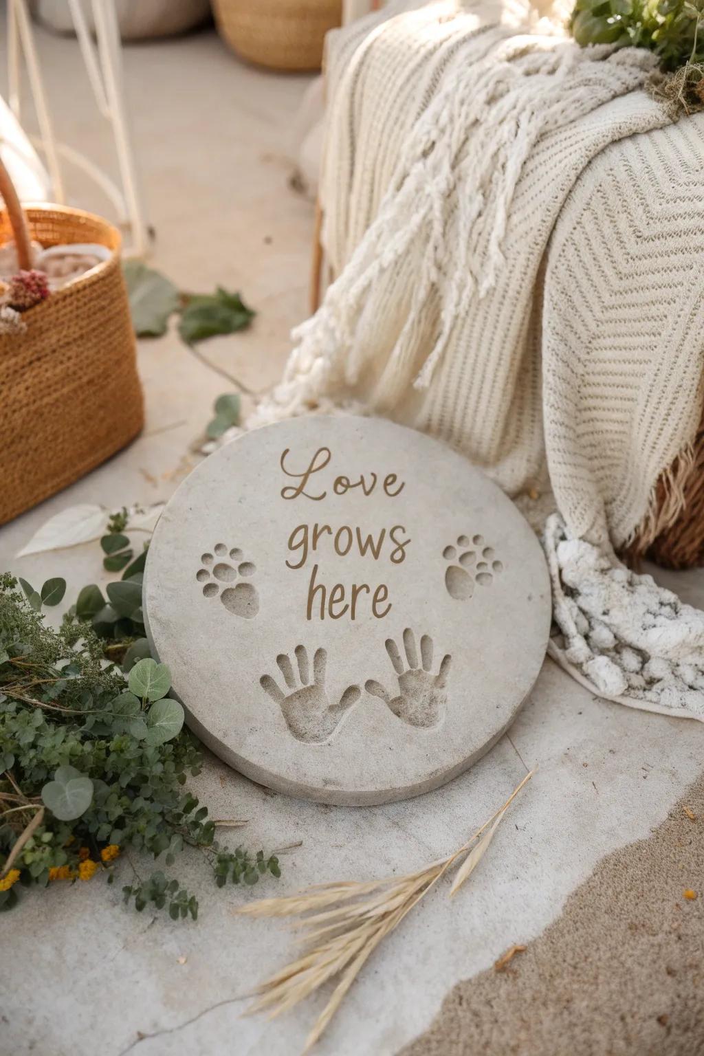 Capture the essence of family with beautifully inscribed handprints: where love takes root and grows.