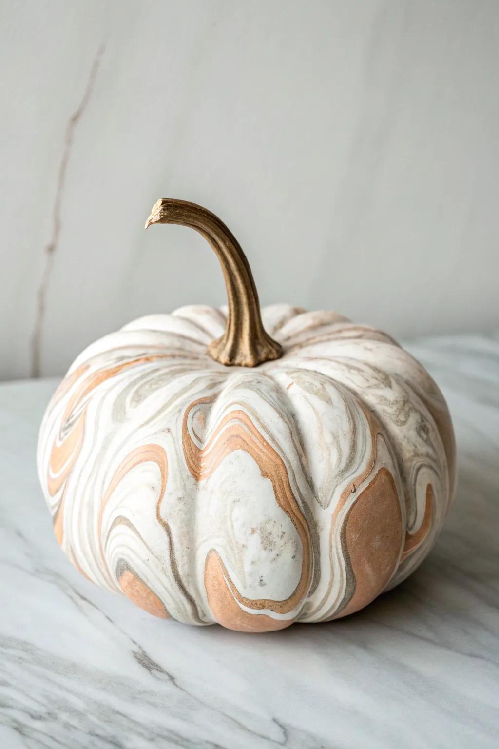Elevate your autumn decor with a uniquely hydrodipped pumpkin masterpiece.