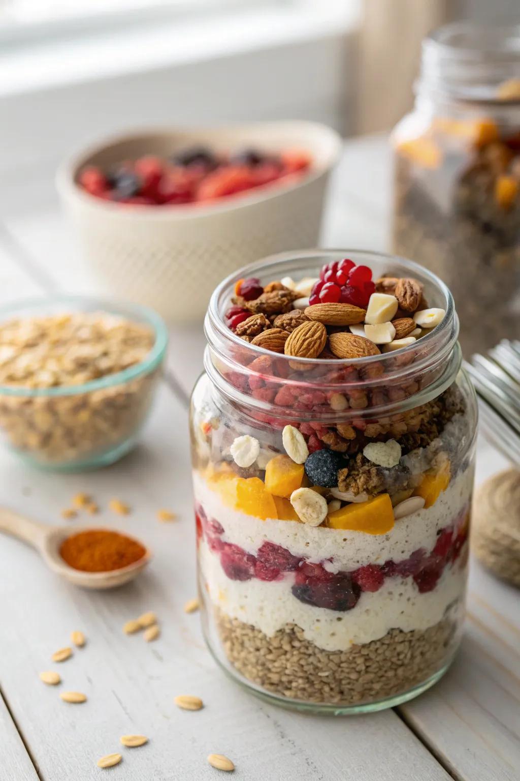 Elevate your gifting game with these stunning, layered snack jars—a feast for the eyes and the palate!