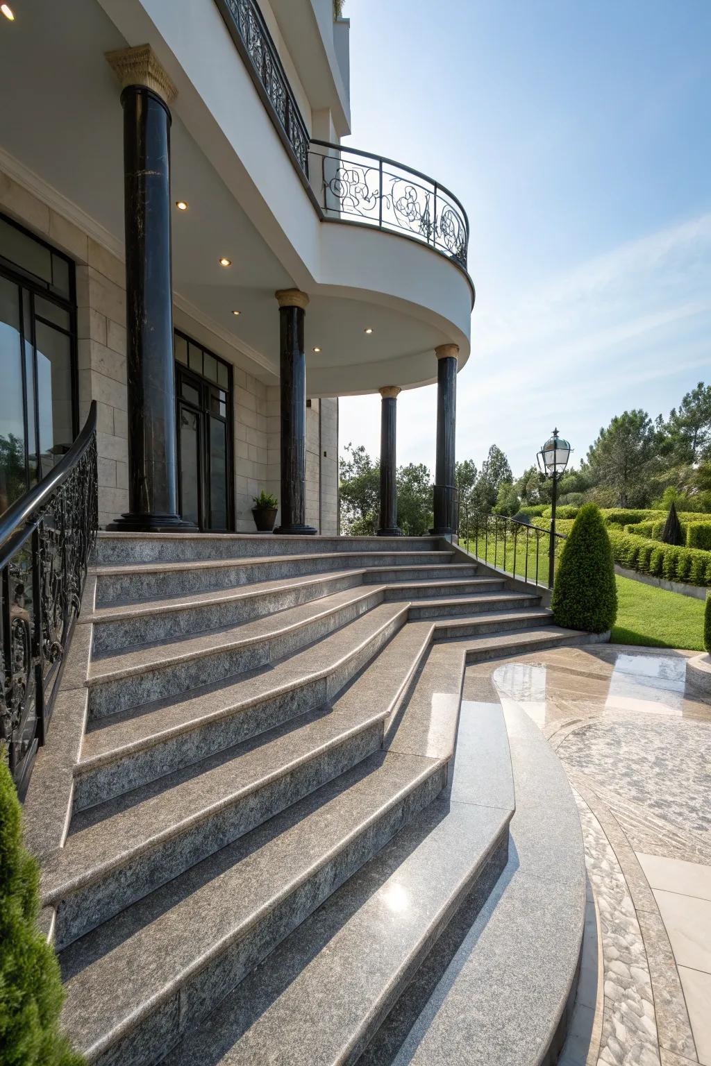 Multi-level steps add dimension and interest.