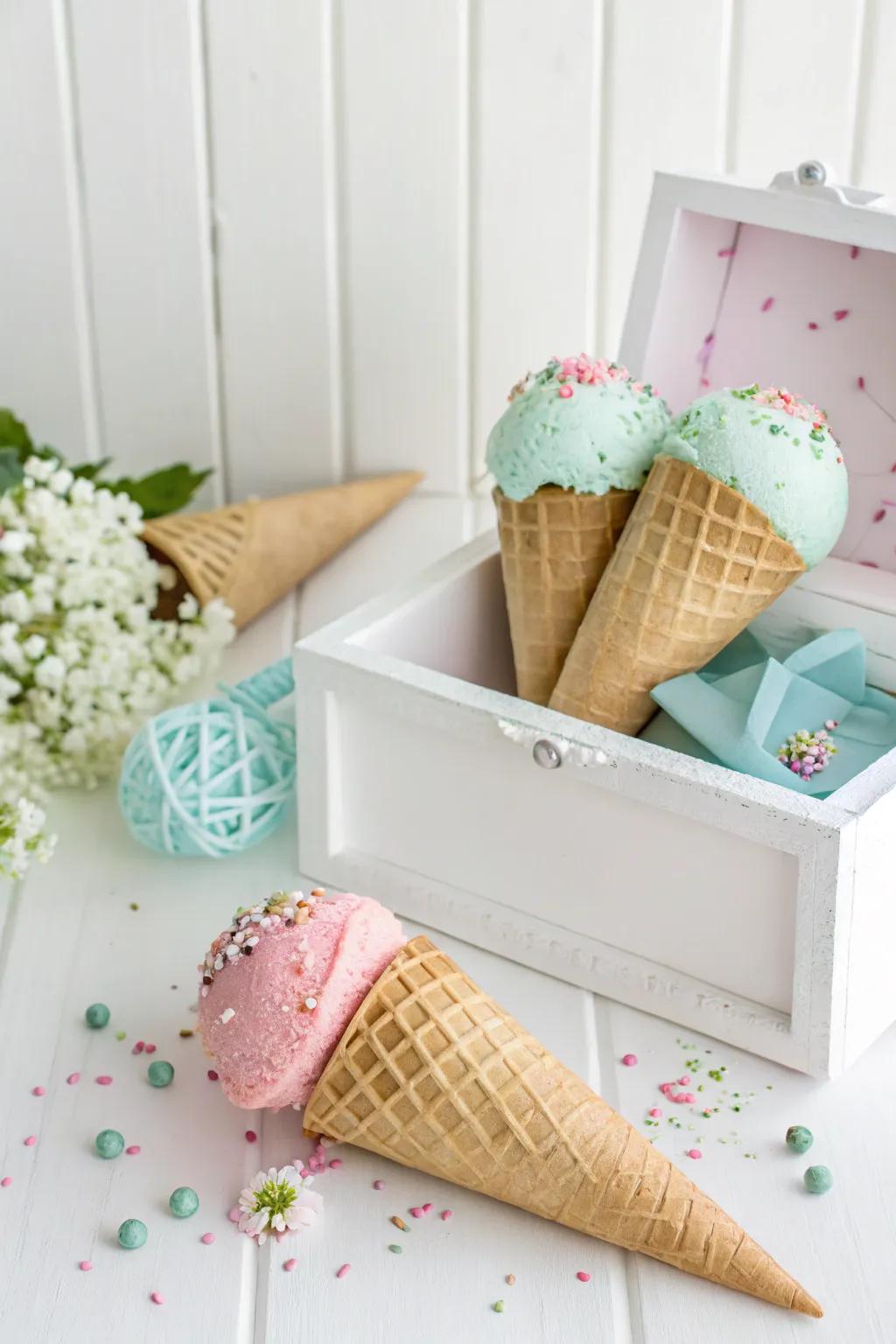 Sweeten your Valentine's with a charming pastel ice cream cone box!
