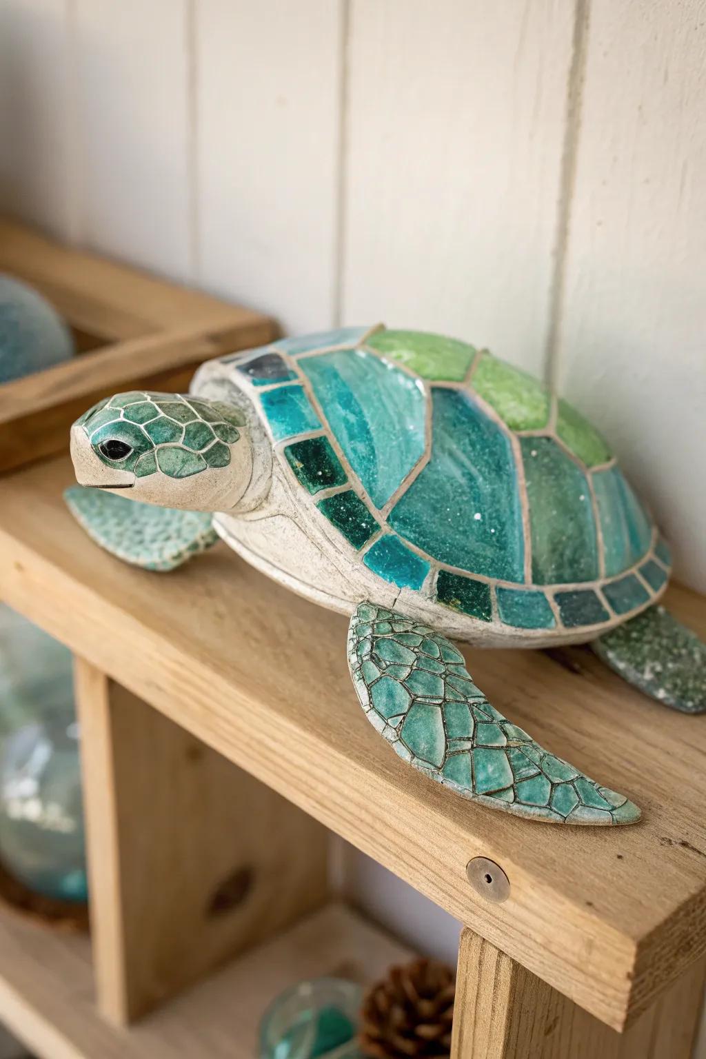Add a touch of whimsy to your decor with this charming fused glass turtle, a perfect blend of artistry and elegance.