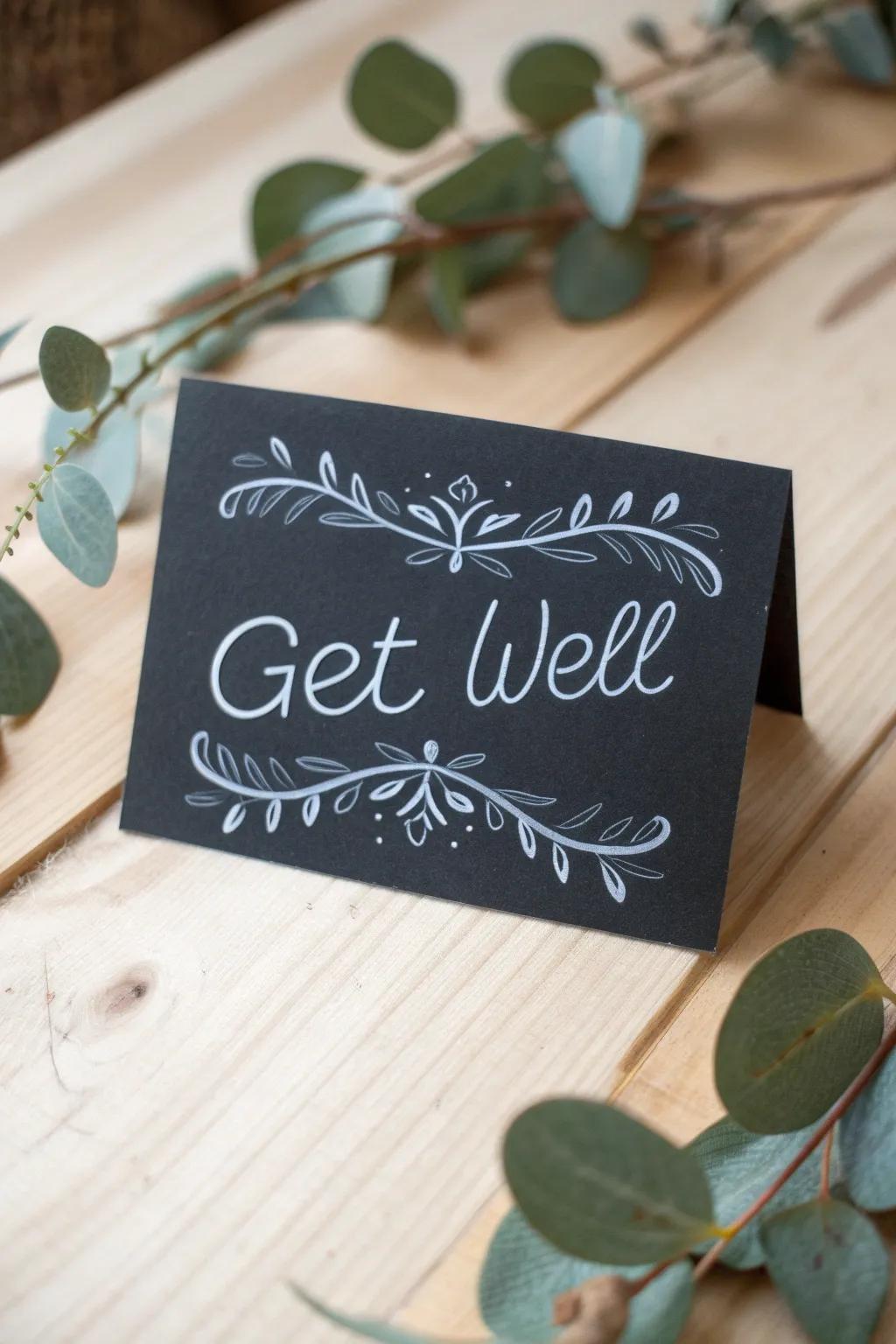 Send your best wishes with a touch of nostalgia in this minimalist chalkboard-style get well card.