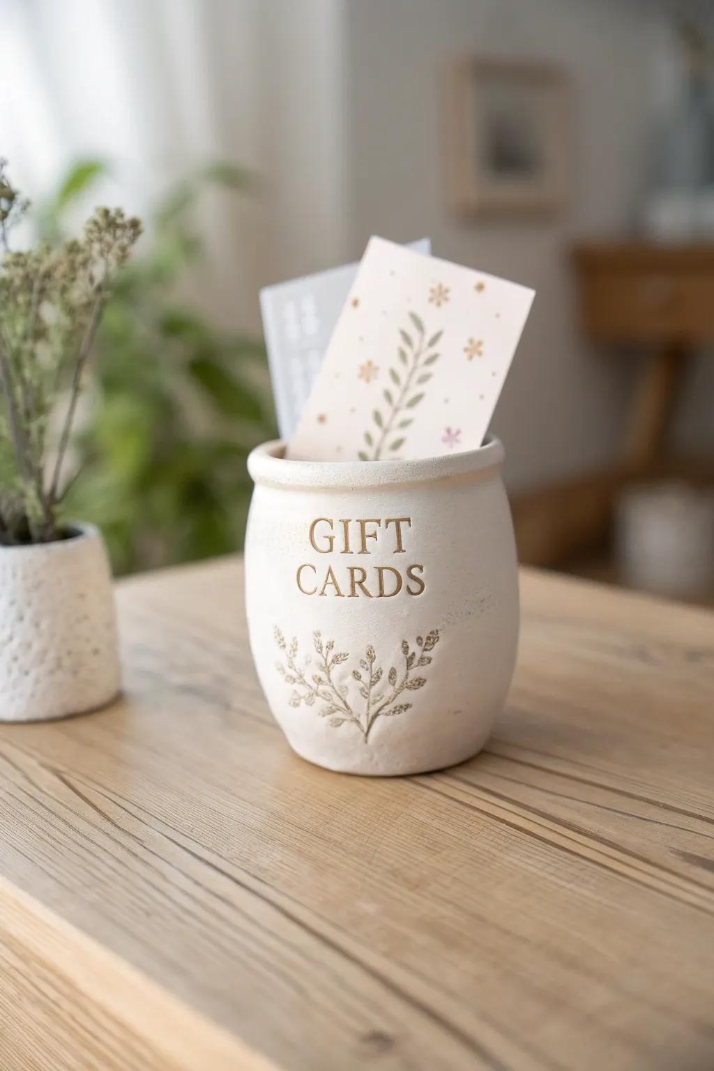 Add a personal touch with a beautifully crafted gift card bouquet in a bespoke message pot.