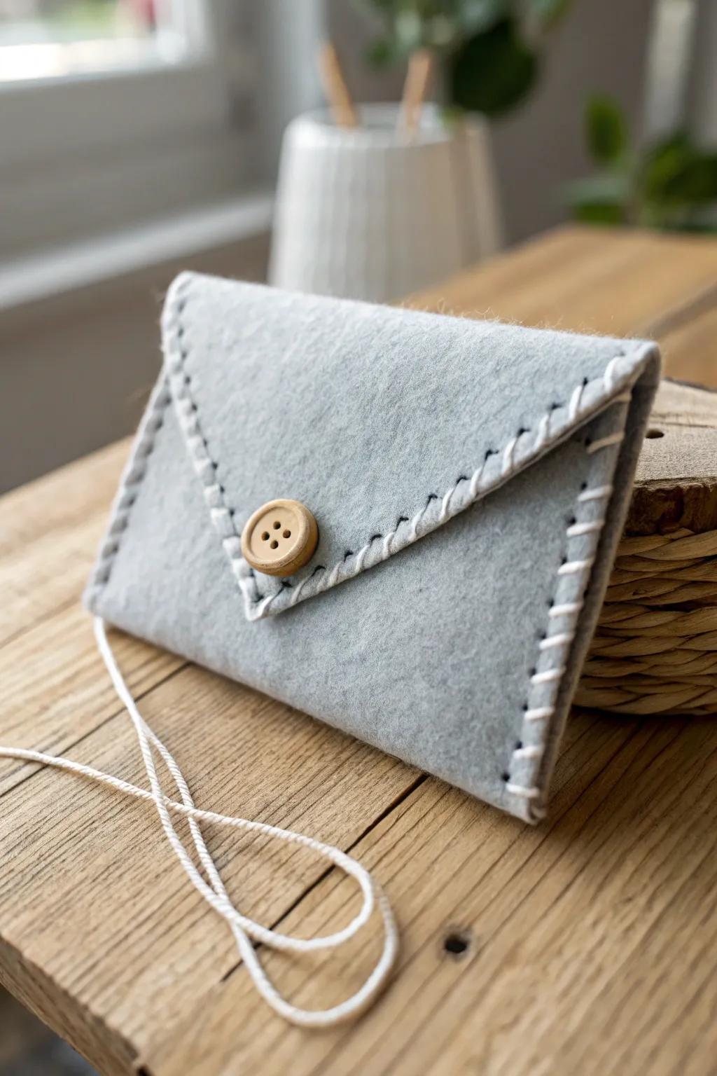 Wrap your gifts in cozy elegance with this handcrafted felt envelope, a perfect blend of minimalist charm and boho warmth.