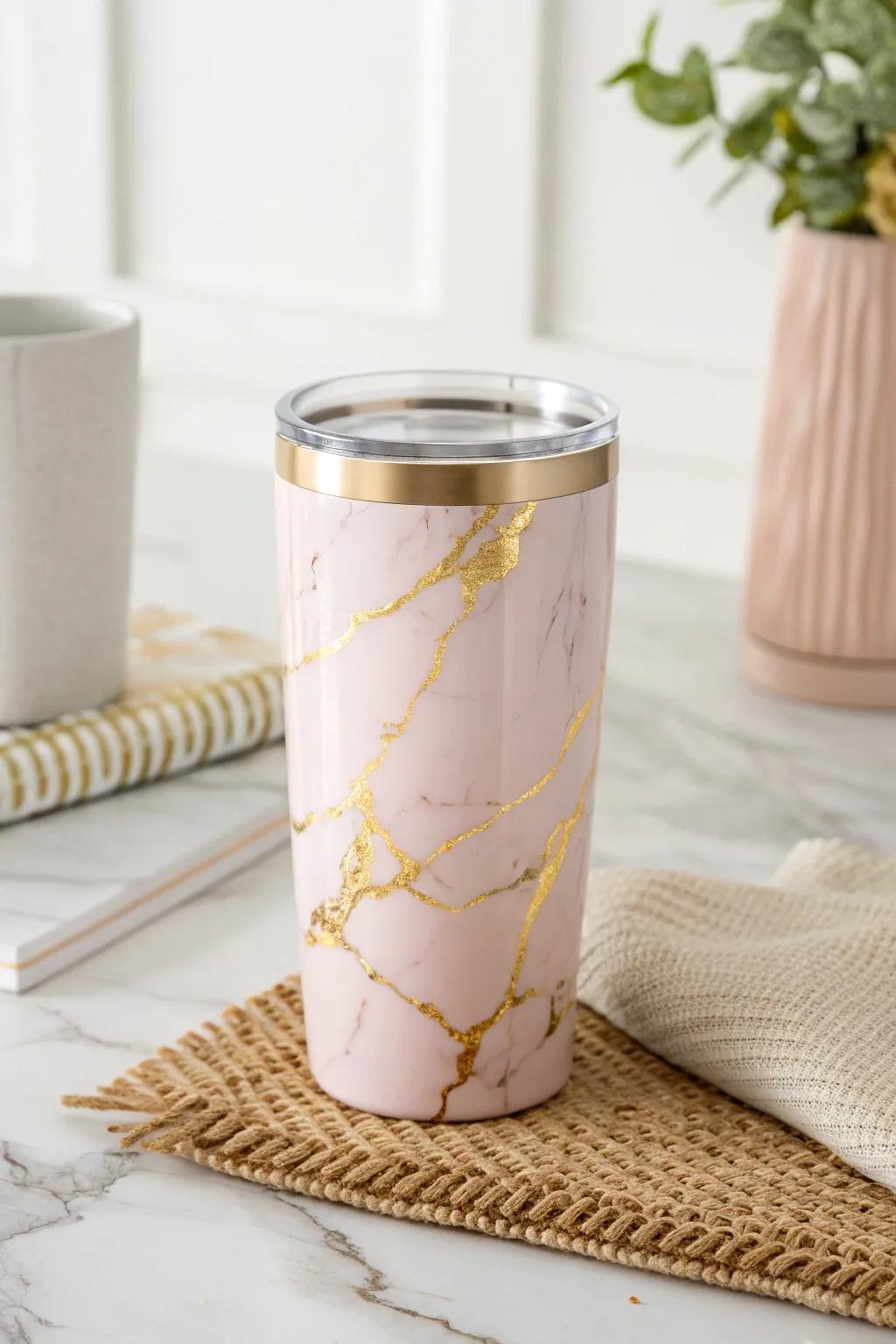 Transform your tumbler into a chic treasure with luxurious gold foil accents. ✨ #ScandiBoho #MinimalistDesign #MetallicElegance