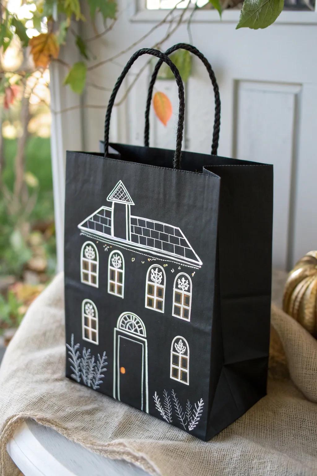 Elevate your Halloween decor with these charmingly spooky haunted house gift bags.