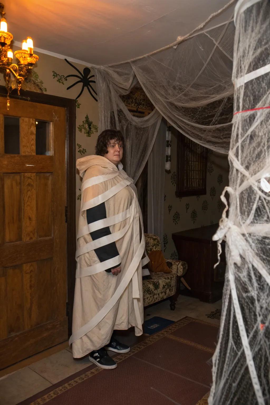 A cozy mummy wrap robe brings comfort to classic horror.
