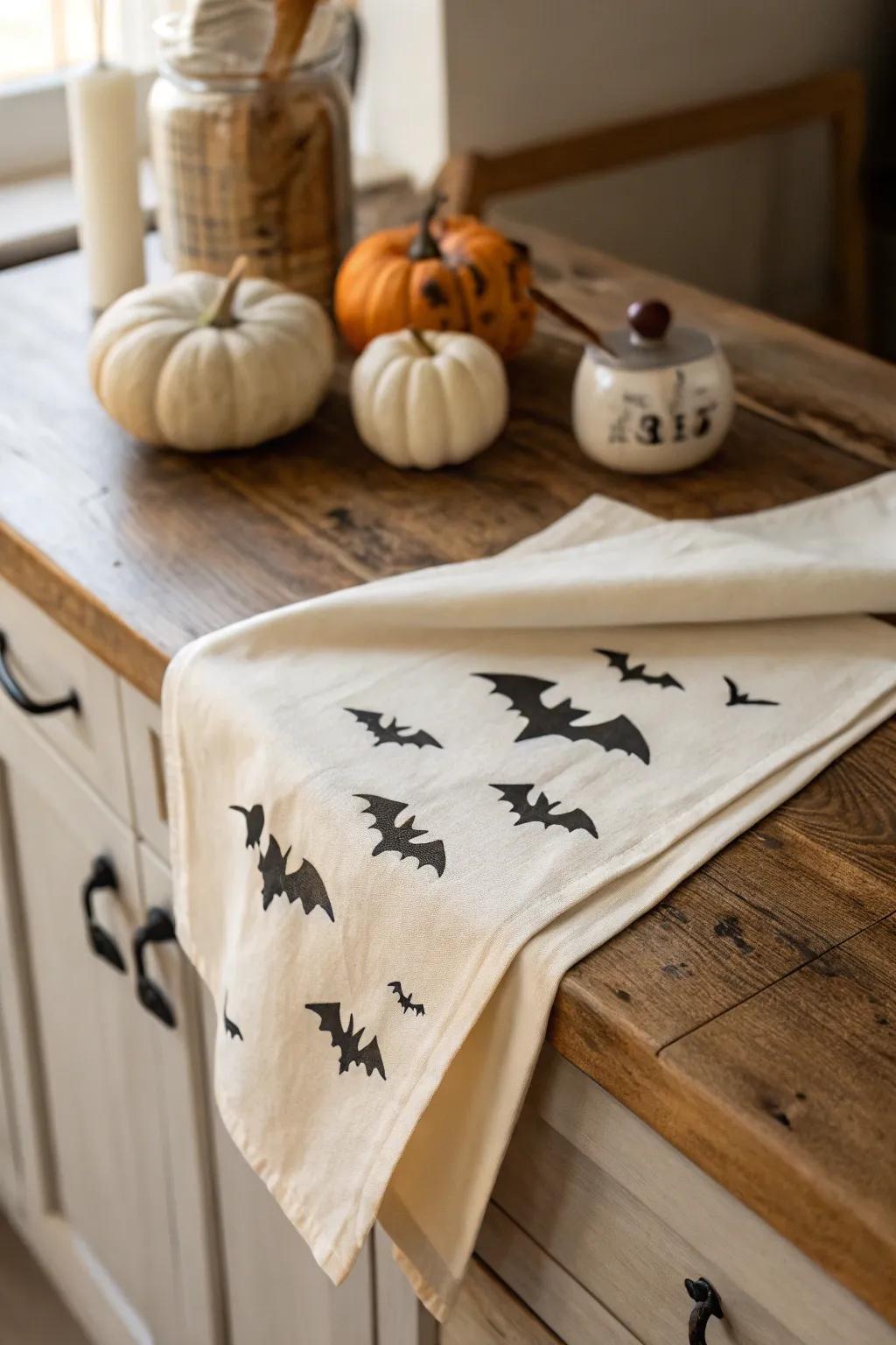 Elevate your kitchen decor with these charmingly spooky tea towels, perfect for a touch of Halloween magic. 🎃🖤