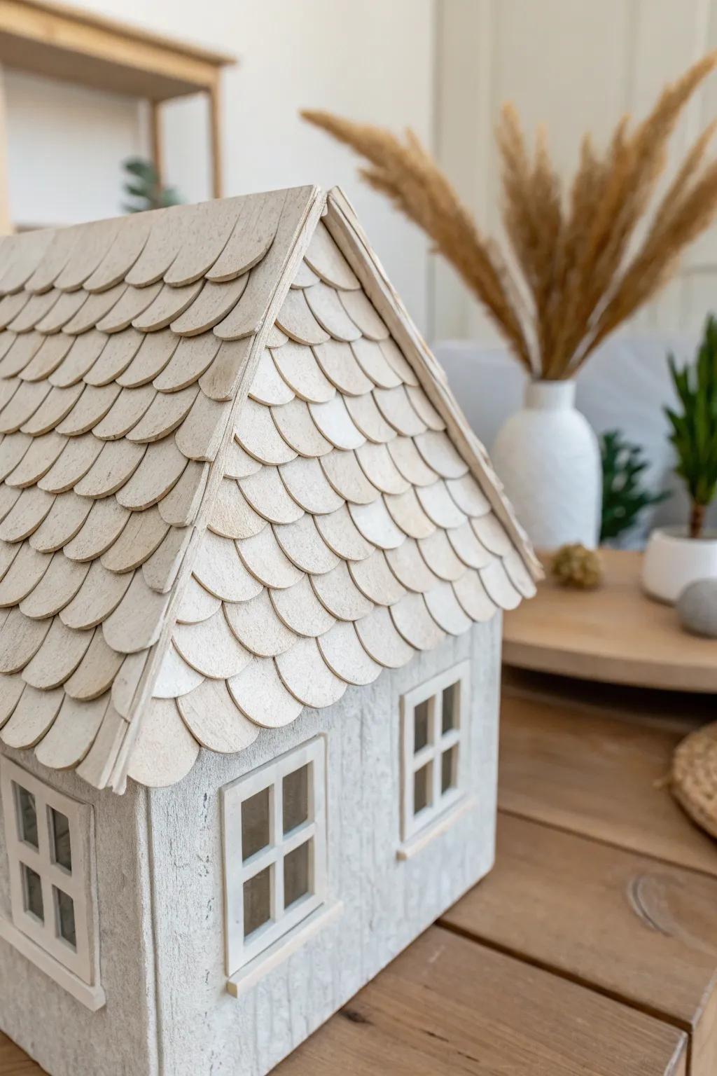 Transform everyday egg cartons into charming dollhouse roof tiles for a touch of rustic elegance. #DIYDollhouse #EcoFriendlyCrafts
