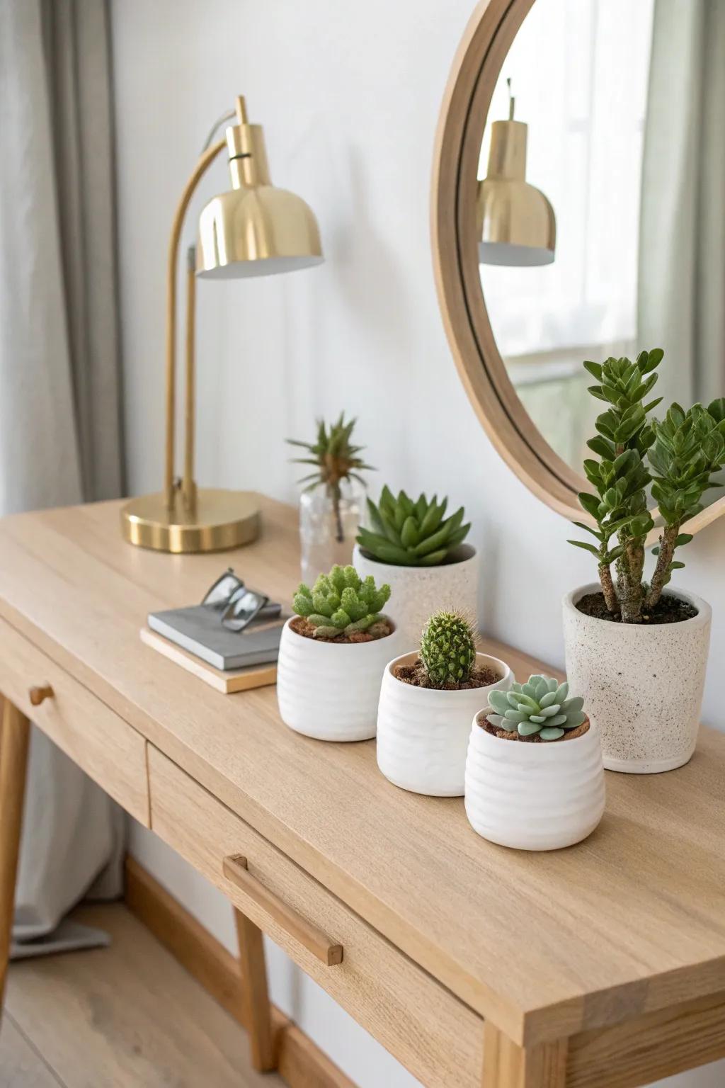 Elevate your vanity space with a touch of nature and elegance. 🌿✨ Embrace simplicity and style. #MinimalistBeauty #ScandiBoho